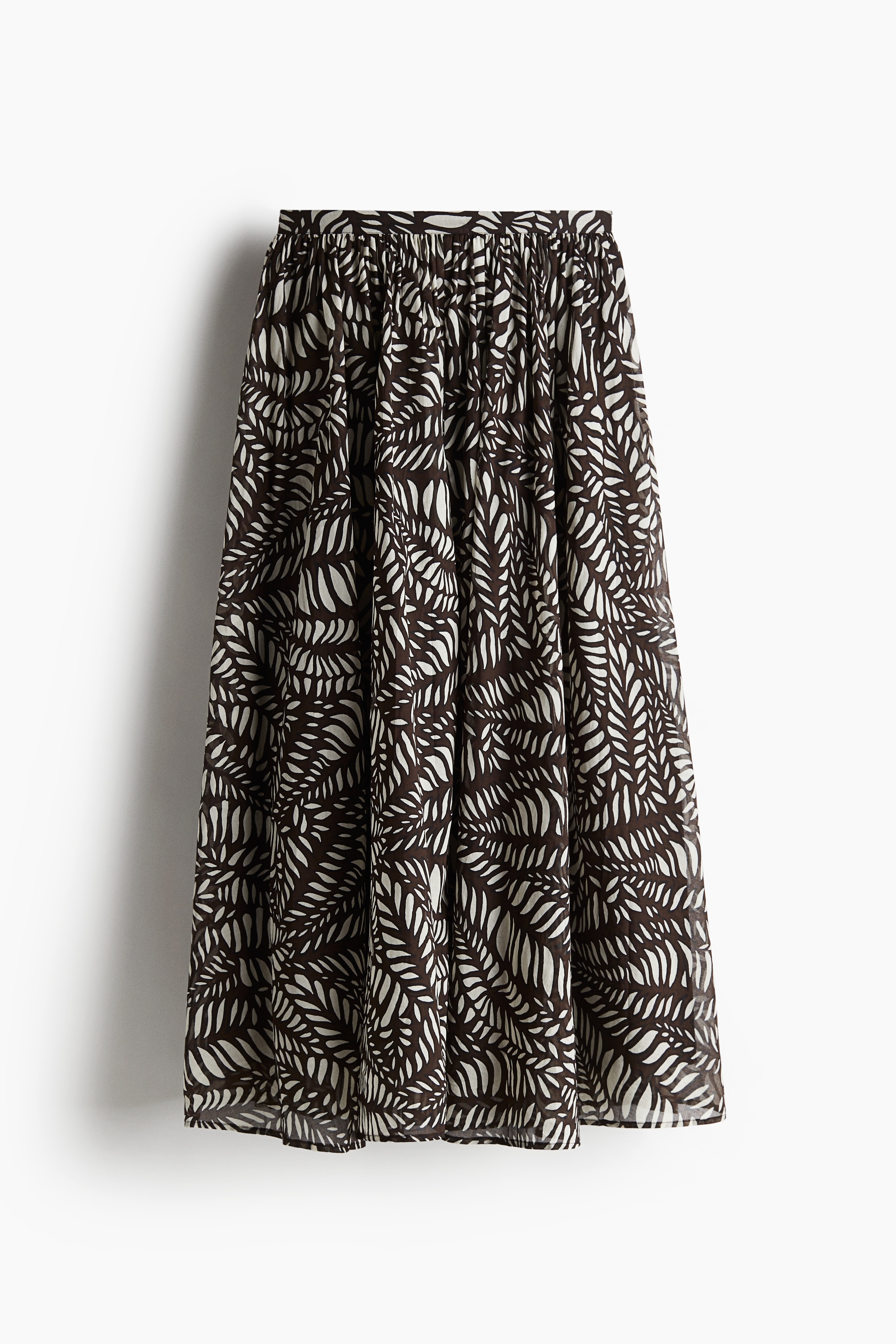 棉質圓裙 - 深咖啡色/印花