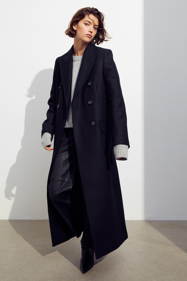 Wool-blend coat - Black/Dark grey - 3