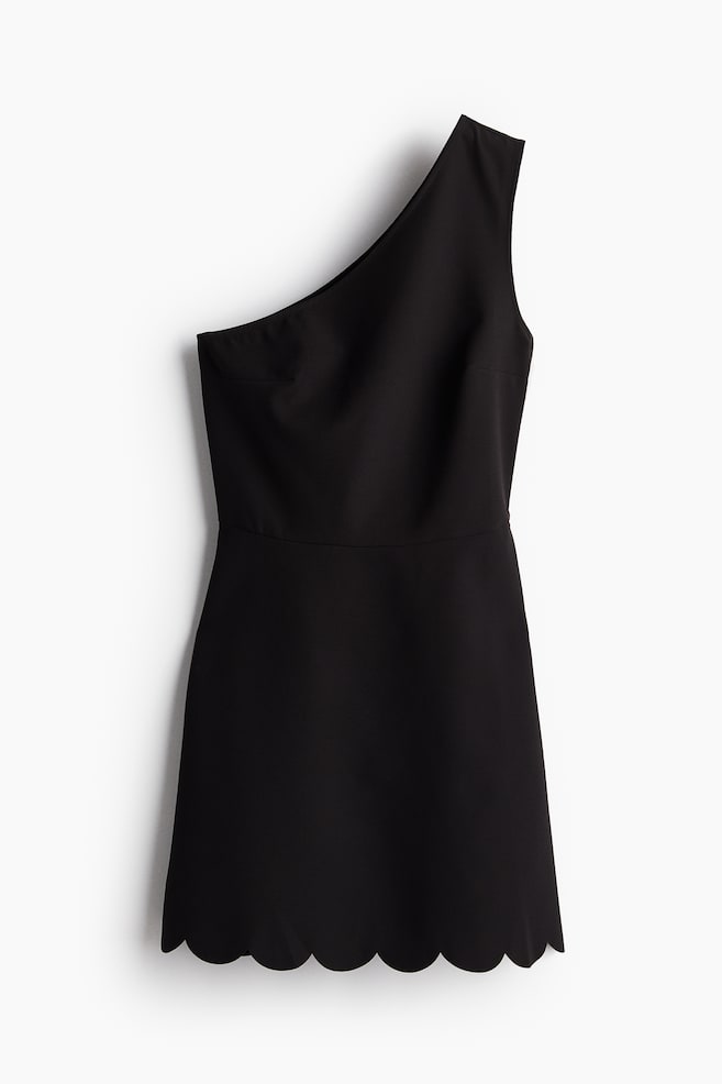 Kleid mit Wellensaum - Schwarz - 1