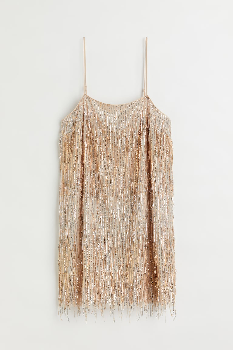 h&m sequin fringe dress H&M Mini Fringed Dress