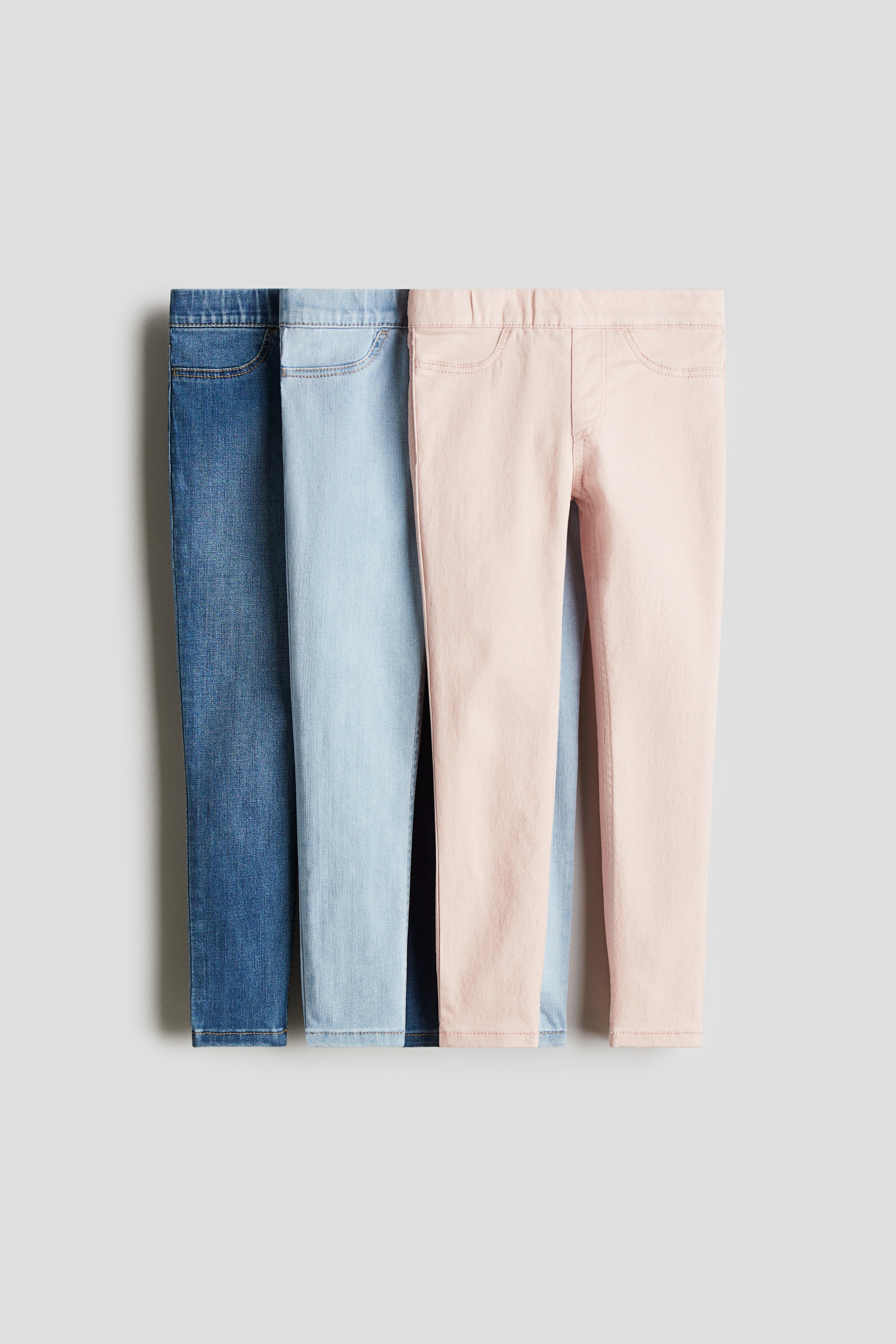 3-pack Jeggings en denim - Azul denim/Rosa claro/Azul denim/Azul denim/Negro