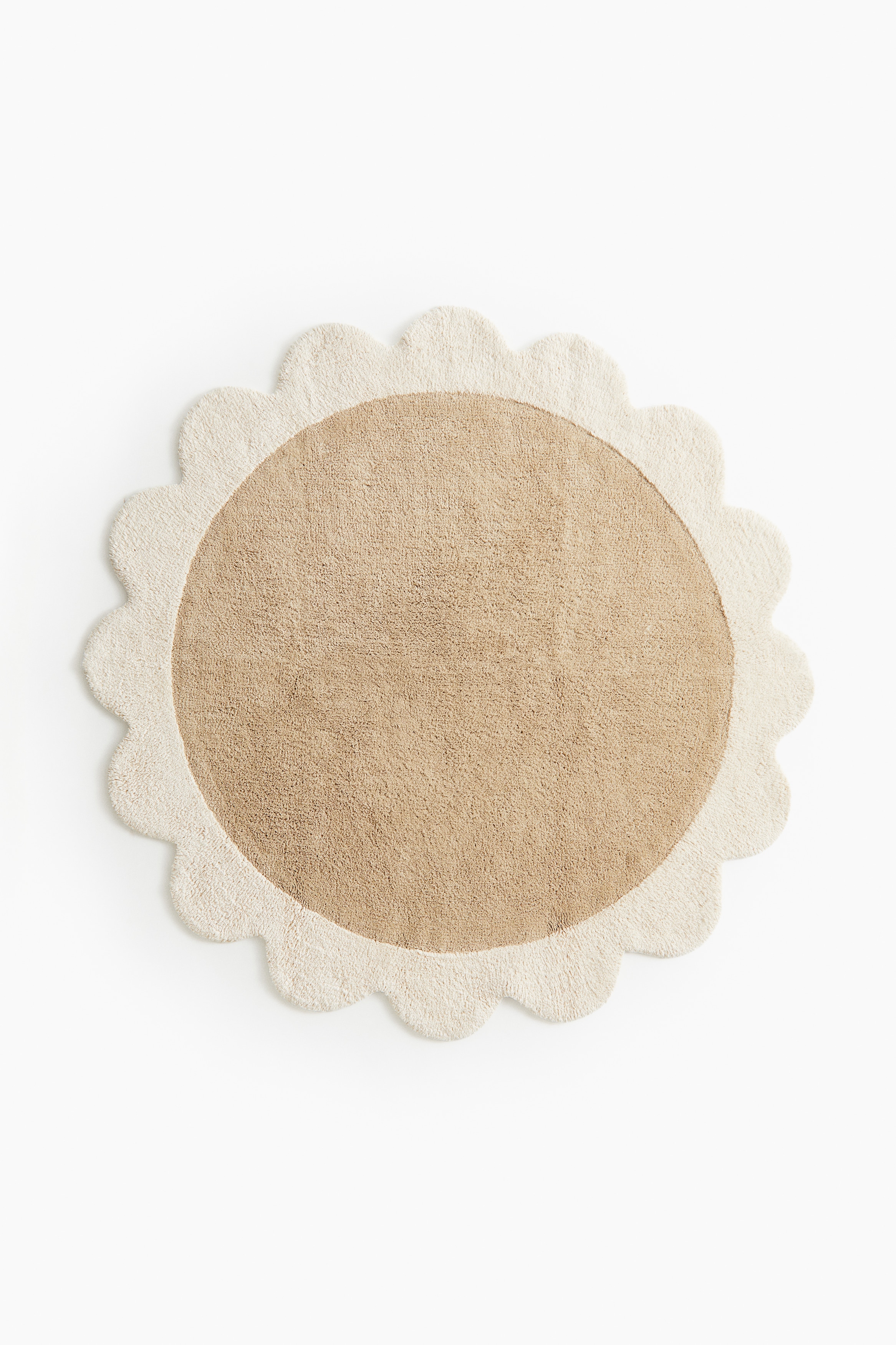 H&M Home  - Blomsterformet gulvteppe i bomull - Beige/Blomst - size: D130