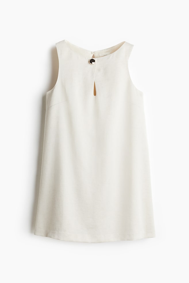 A-line Dress - Cream/Green/Dark brown/Golden olive/Black - 1