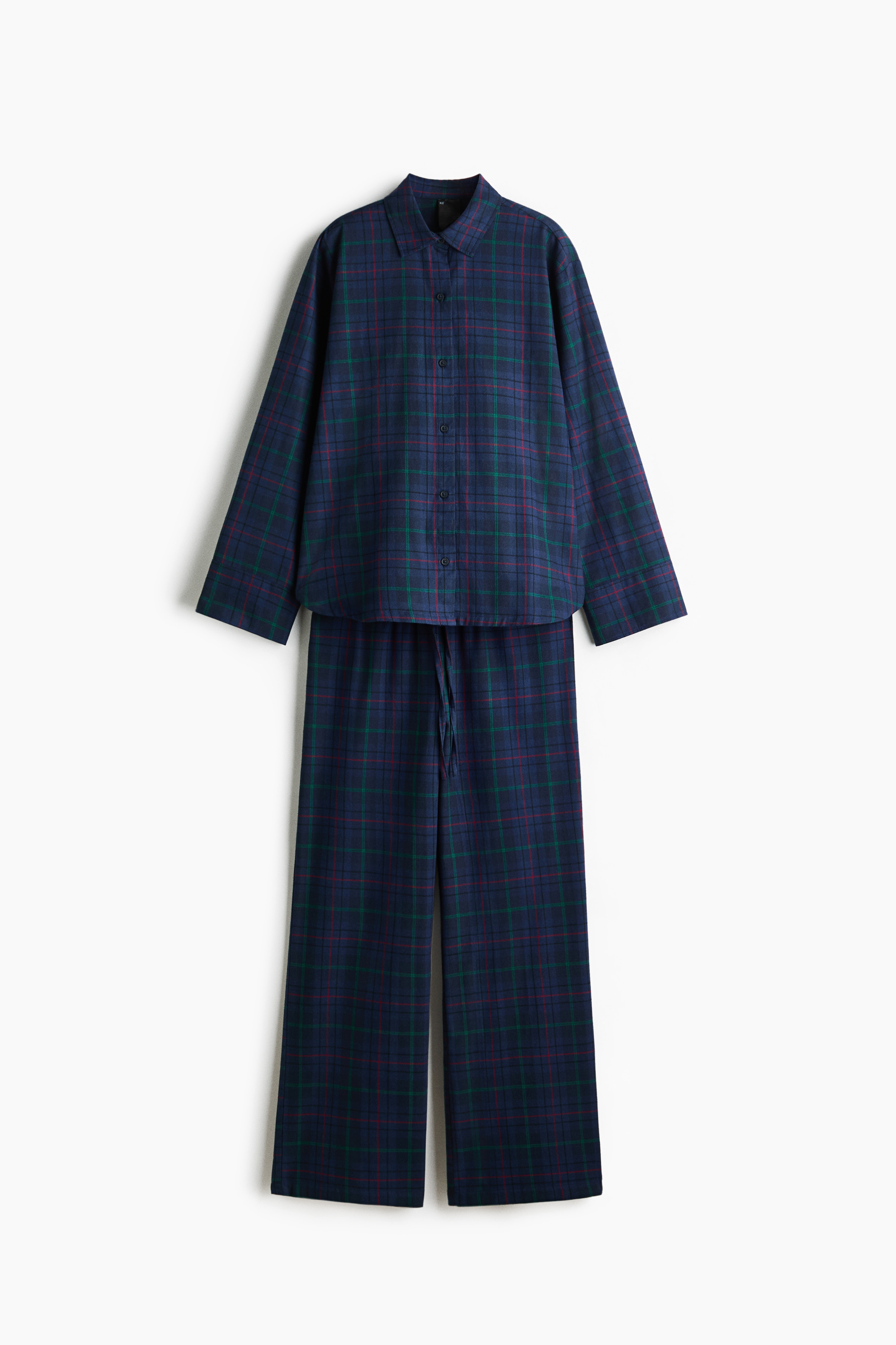 Pyjama aus Baumwollflanell - Marineblau/Kariert/Hellblau/Gestreift/Weinrot/Kariert