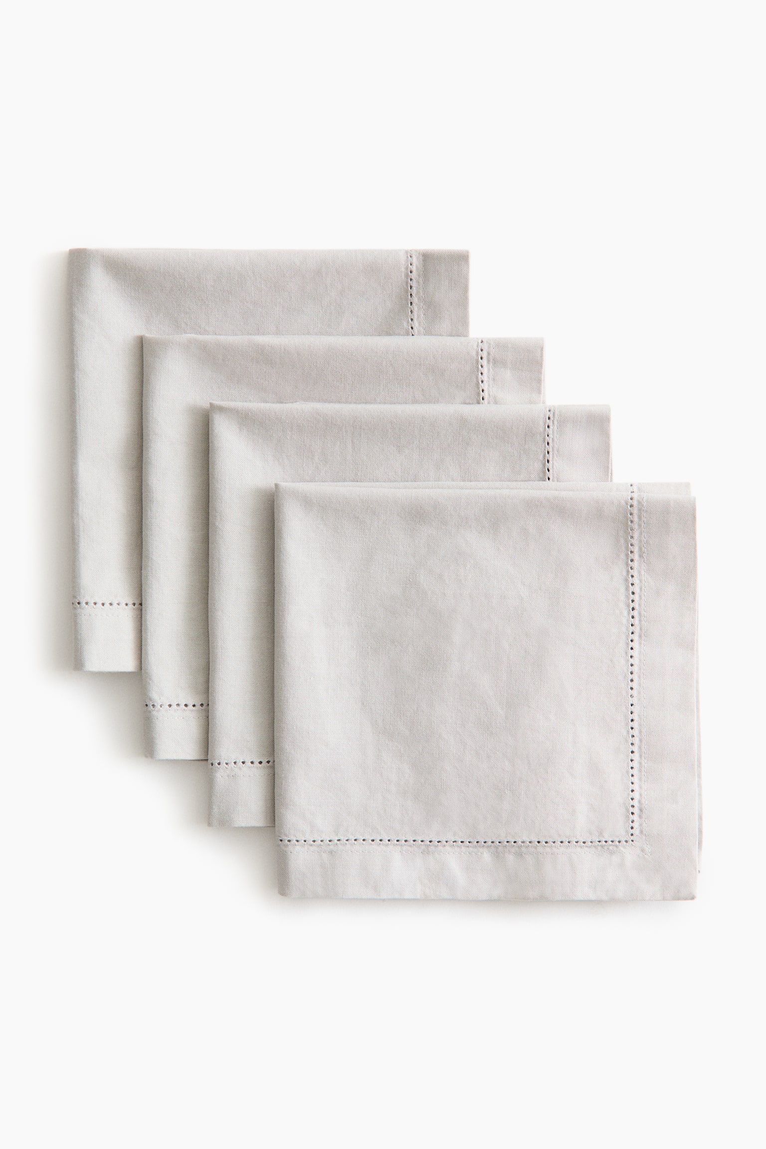 4-pack cotton napkins - Light beige/White - 3
