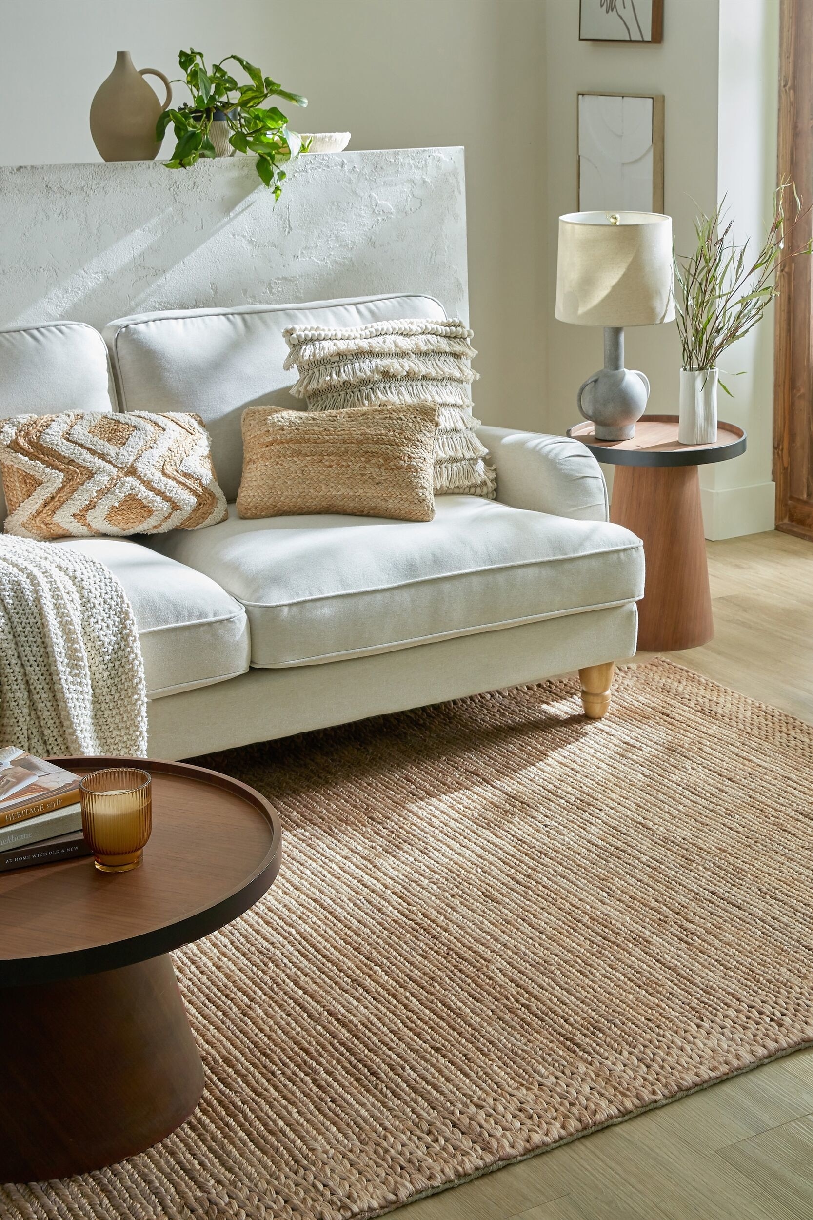 Drew Braid Jute Border Rug - Luonnollinen