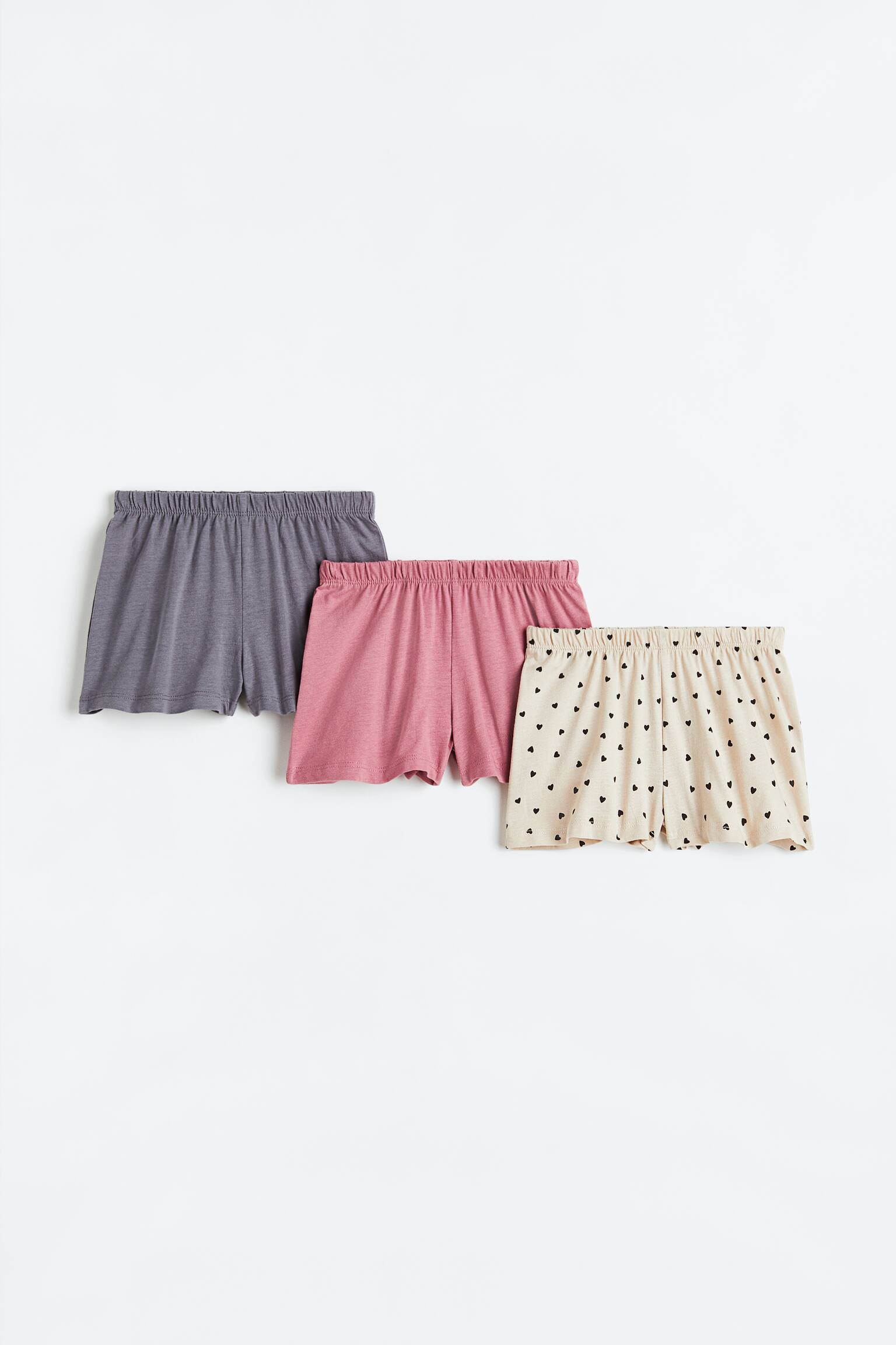 3-pack cotton shorts - Dusty pink/Grey/Powder pink/Black - 1