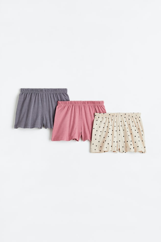 3-pack cotton shorts - Dusty pink/Grey/Light pink/Grey striped/Powder pink/Black/Green/Pink/Light grey marl/dc/dc/dc - 1