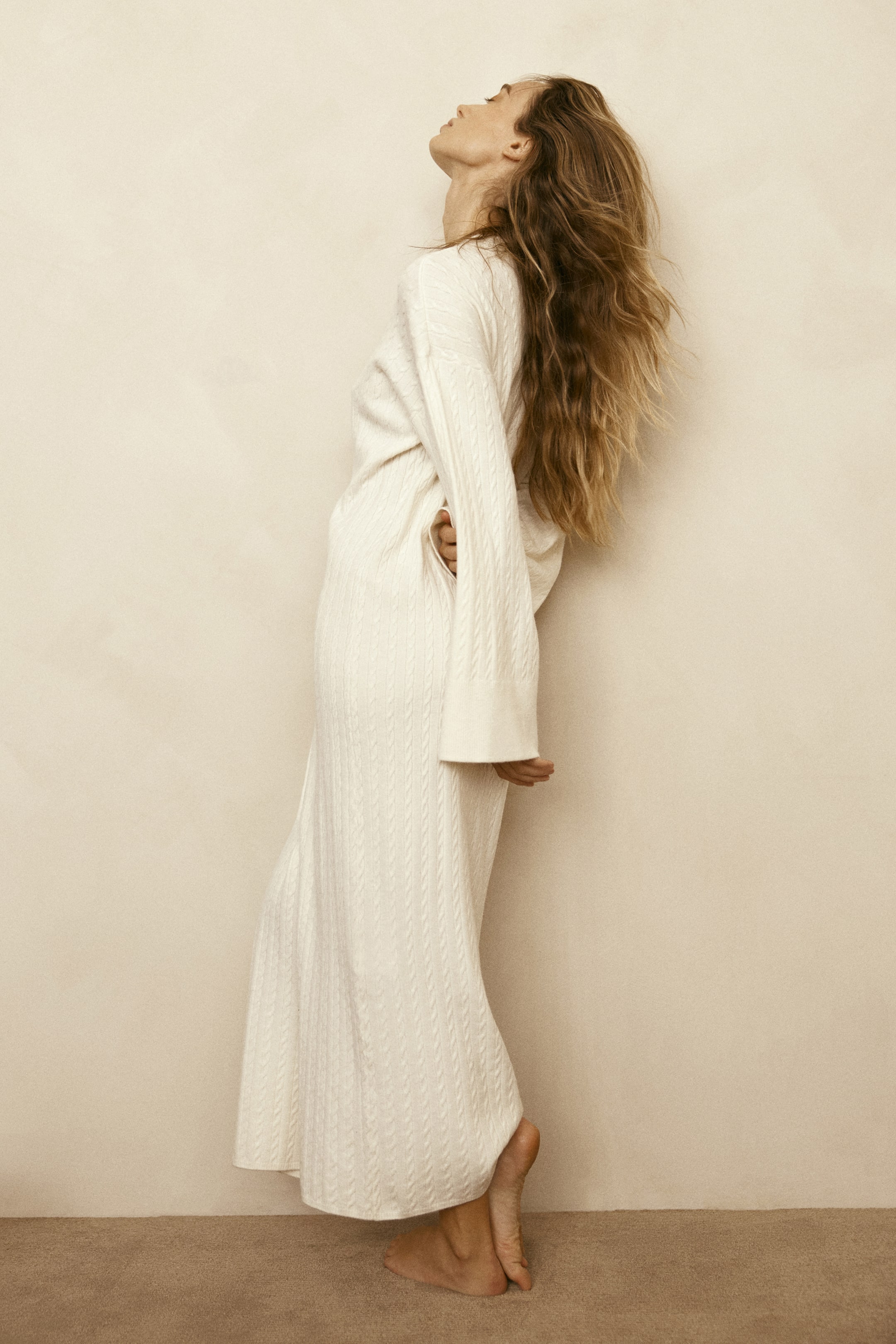 View larger image: Cable-knit dress - Cream - Ladies | H&M 3