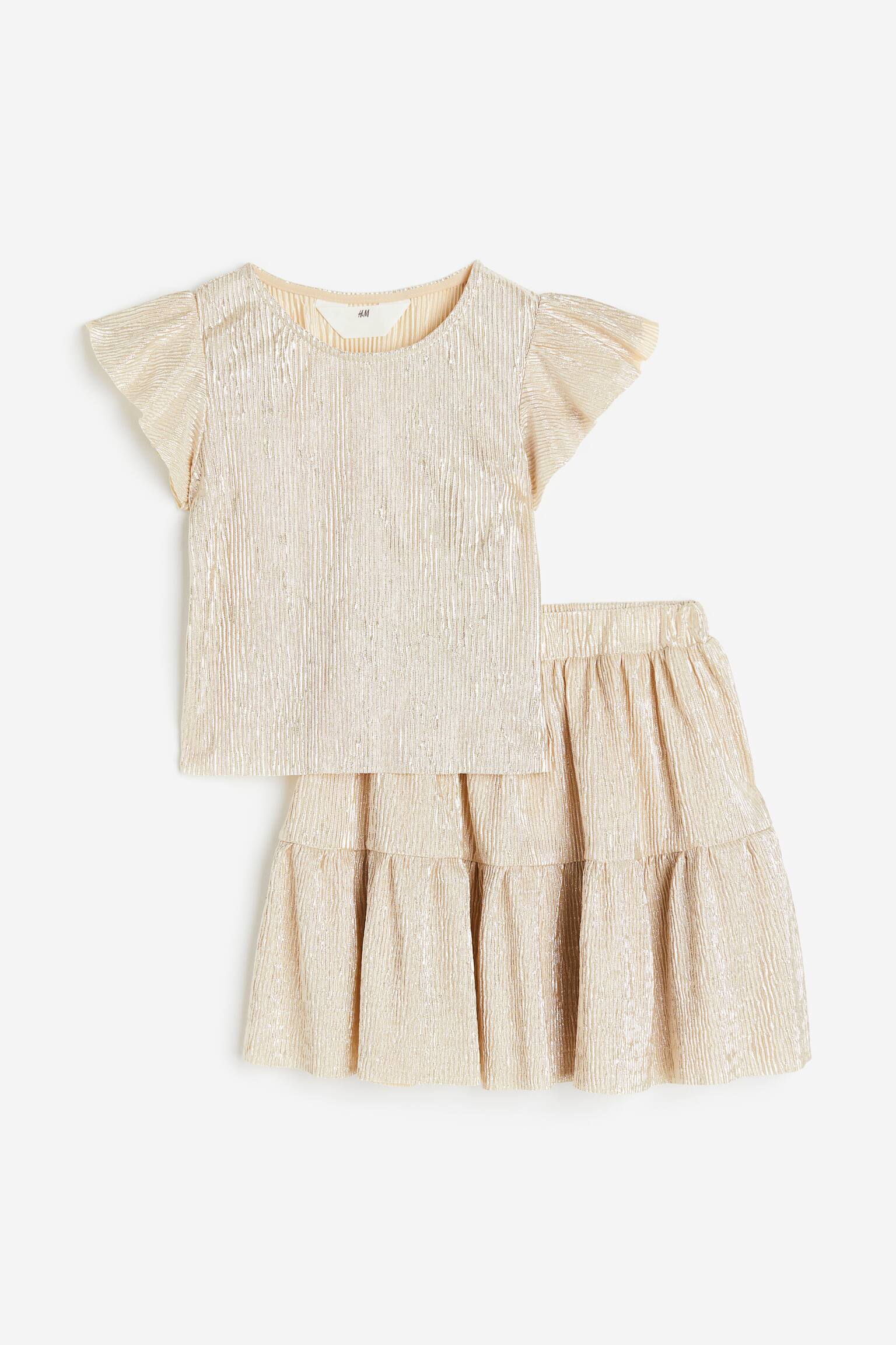 2-piece Shimmering Metallic Set - Beige - 1