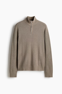 Stickad tröja med dragkedja Regular Fit