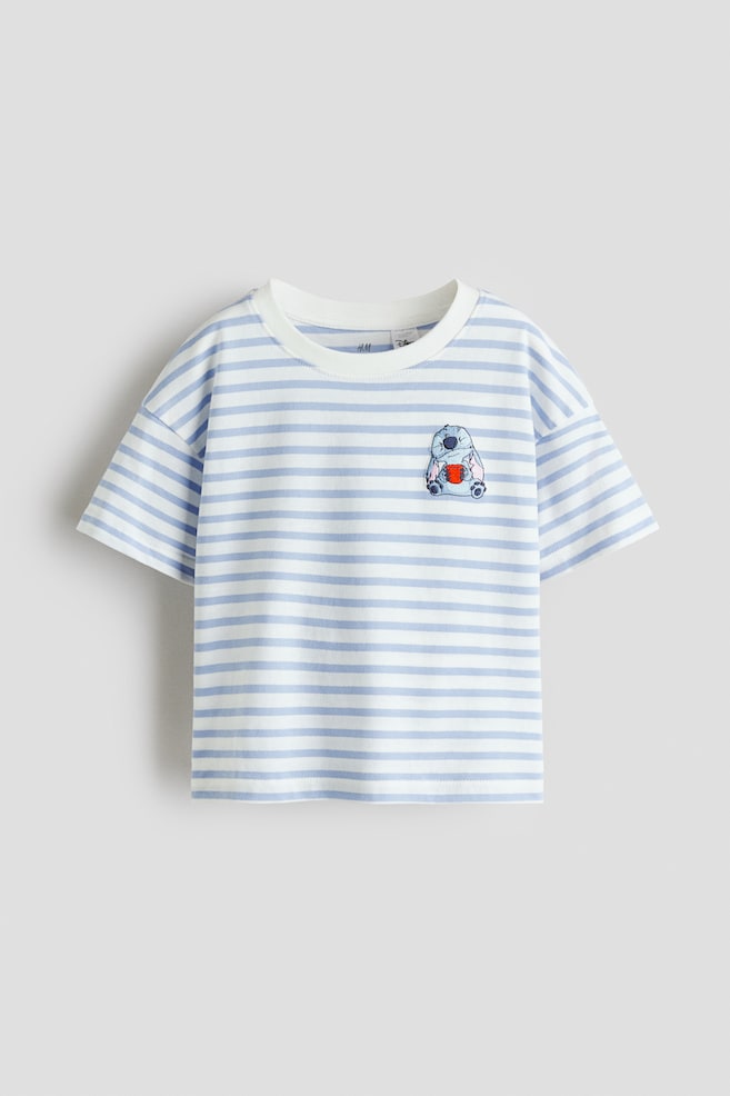 Motif-detail T-shirt - Light blue/Lilo & Stitch/Cream/CapyFun - 1