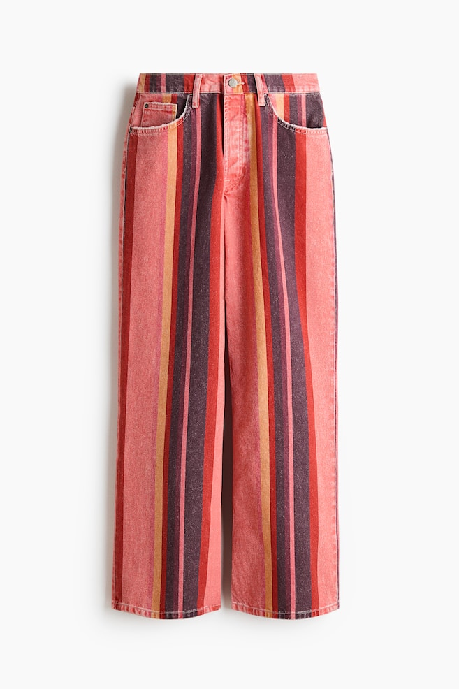 Cotton Denim Pants - Coral pink/striped - 1