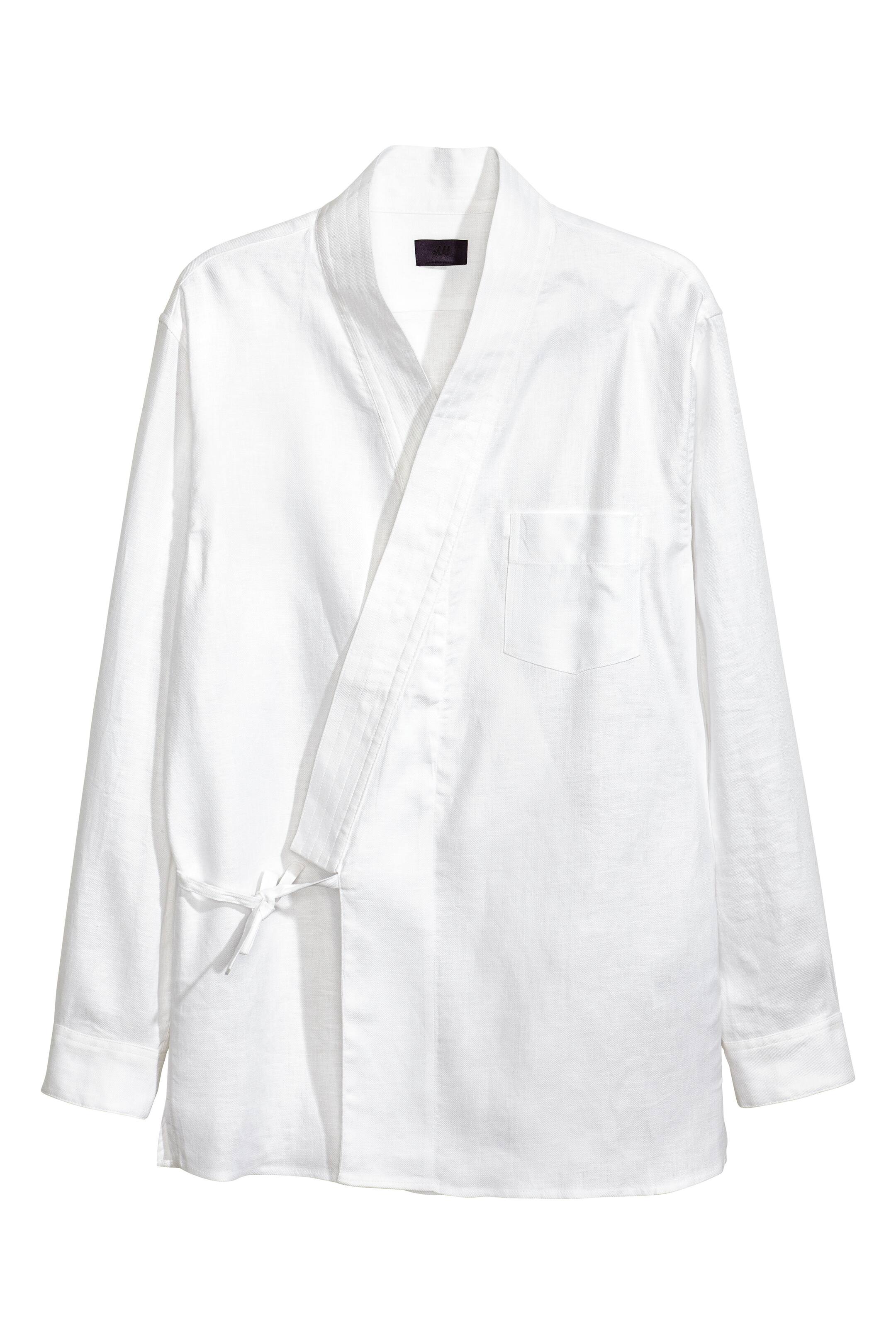 Agrandir l'image: Chemise kimono en lin - Blanc - HOMME | H&M FR 1