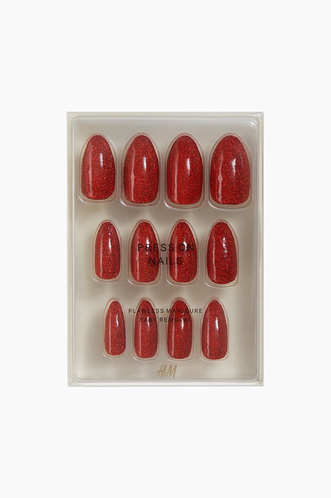 Press-on nails - Red Glitter/Purple Glitter Chrome/Cherry French Tip/French Silver Chrome/Black Purple Glitter/Halloween Black Red/Glitter Silver Tip/Fairy Floss/Ombré Royale/Lavender Haze/Tangerine Twist/A French Favourite - 1