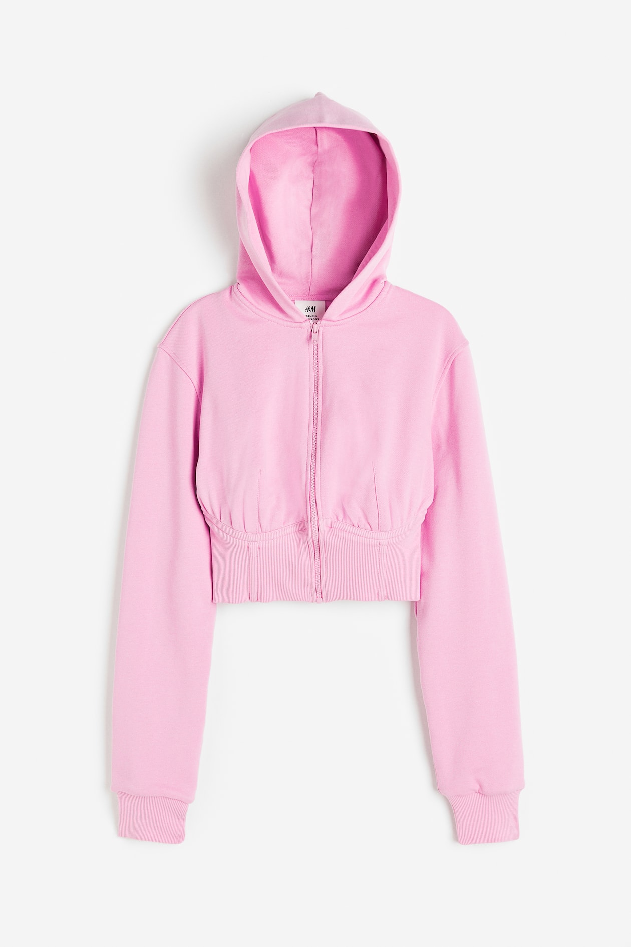 HOT Pink Cropped Zip Up Sweater Cropped Zip-through Hoodie