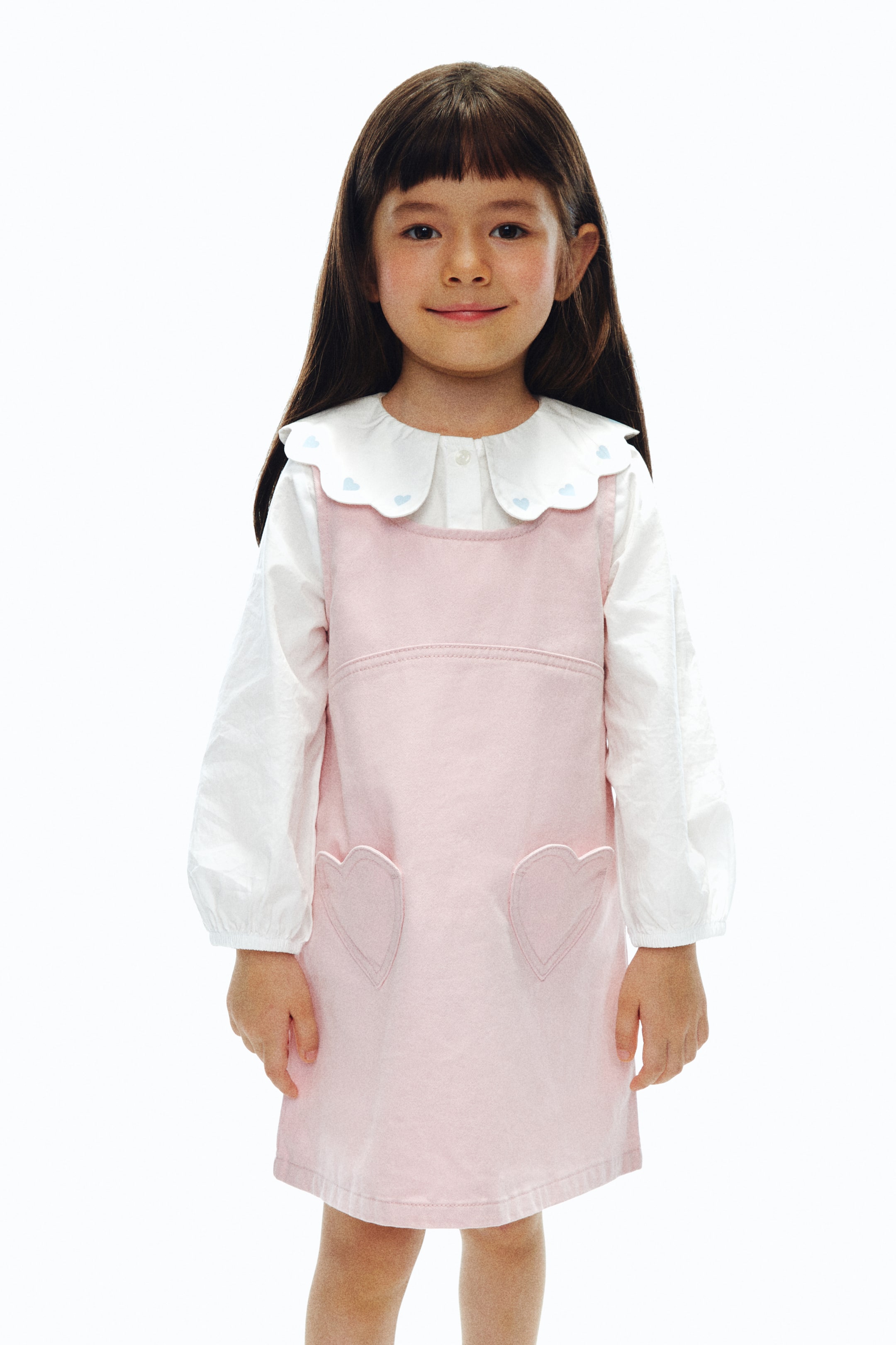 View larger image: Twill pinafore dress - Light pink - Kids | H&M SG 2