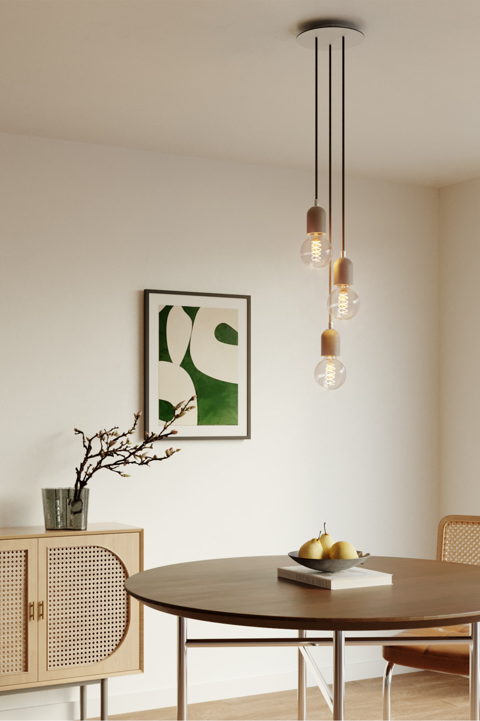 Ljuskrona I Betong Med 3 Ljuskällor - Ljusgrå - 2