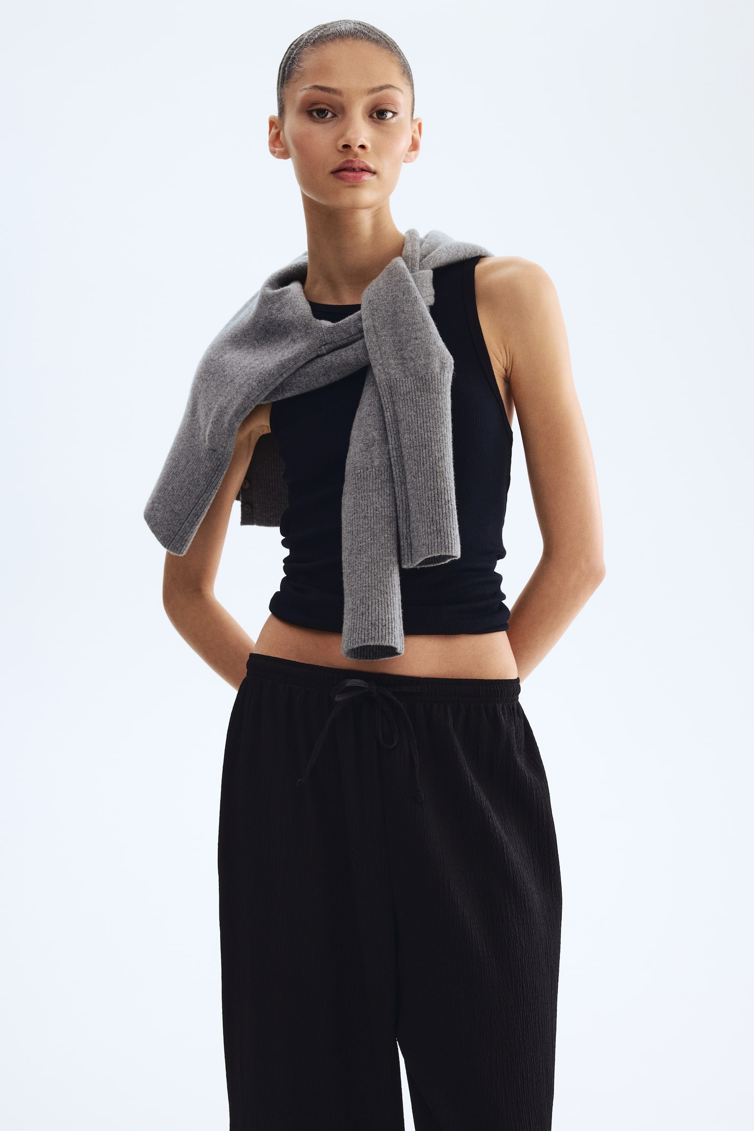 Wide pull-on trousers - Black/Dark brown/Dark brown/Leopard print/Cream/Striped/Beige - 3