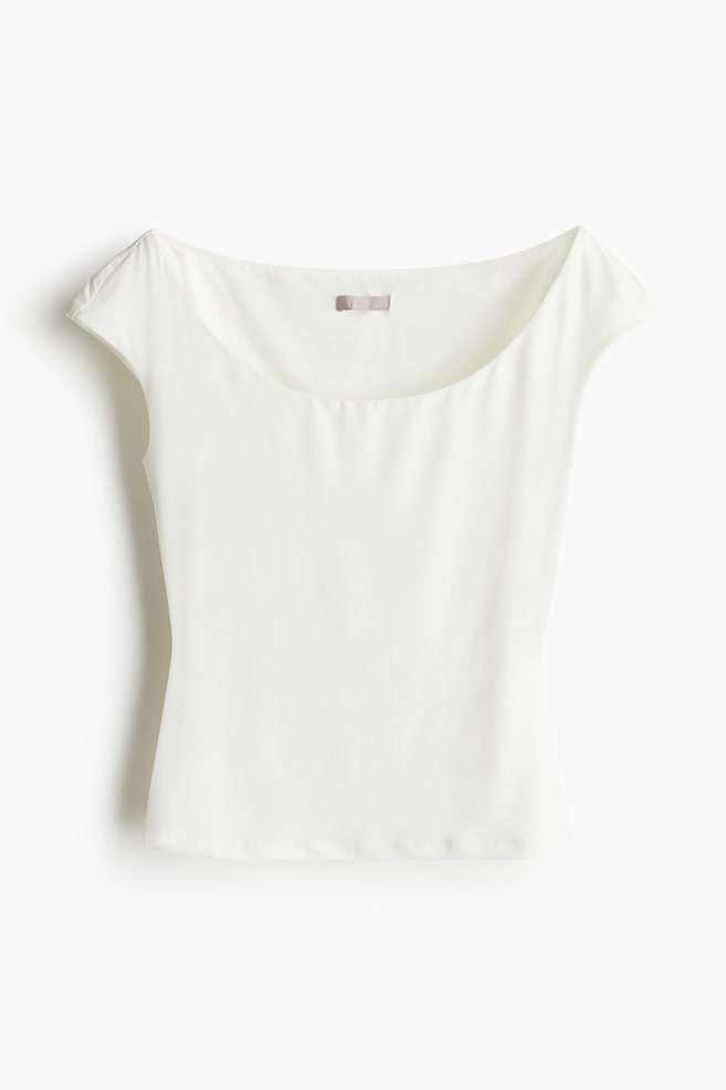Ballerina-neckline top - White/Black - 1
