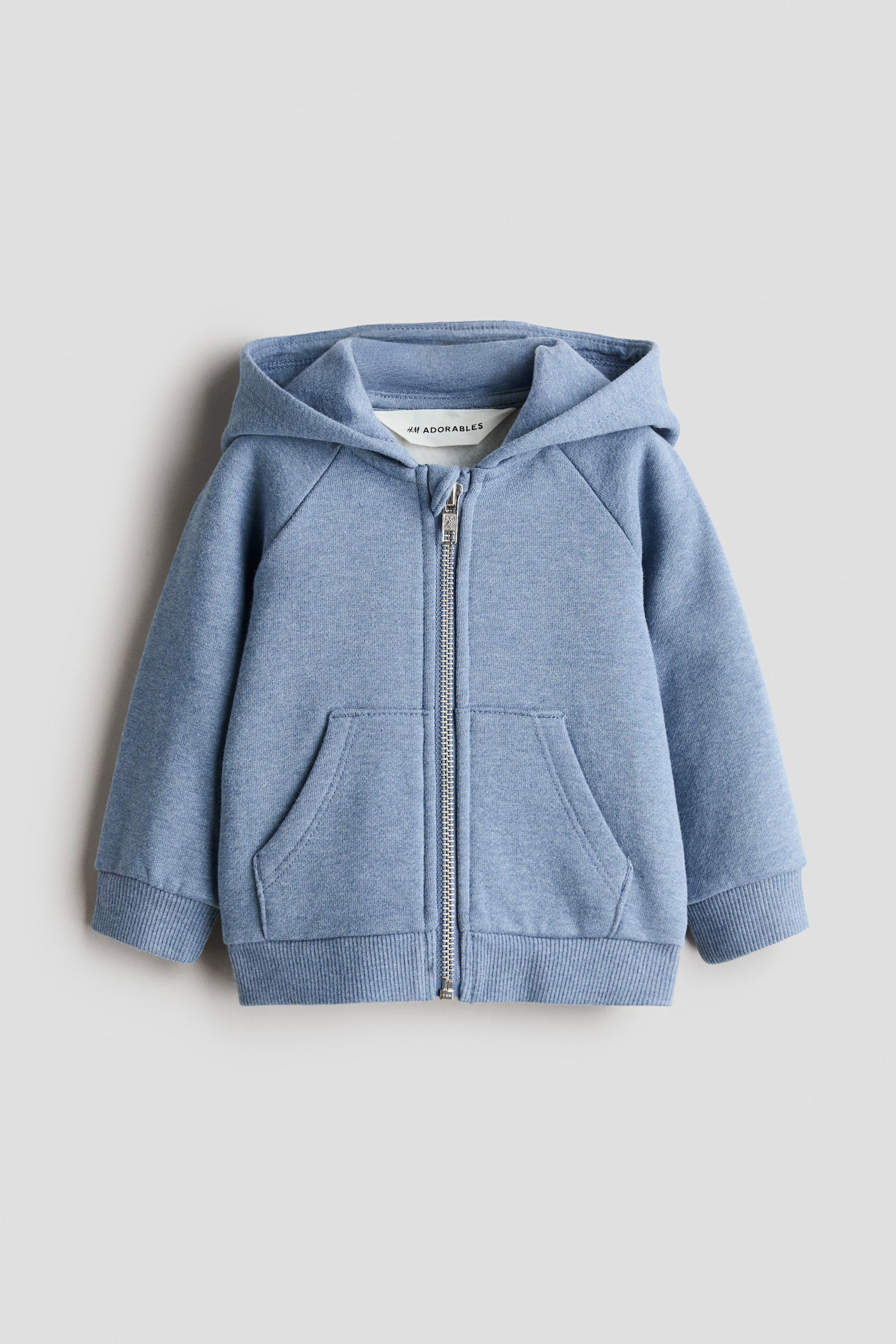 Zip-through hoodie - Dusty blue/Beige - 1
