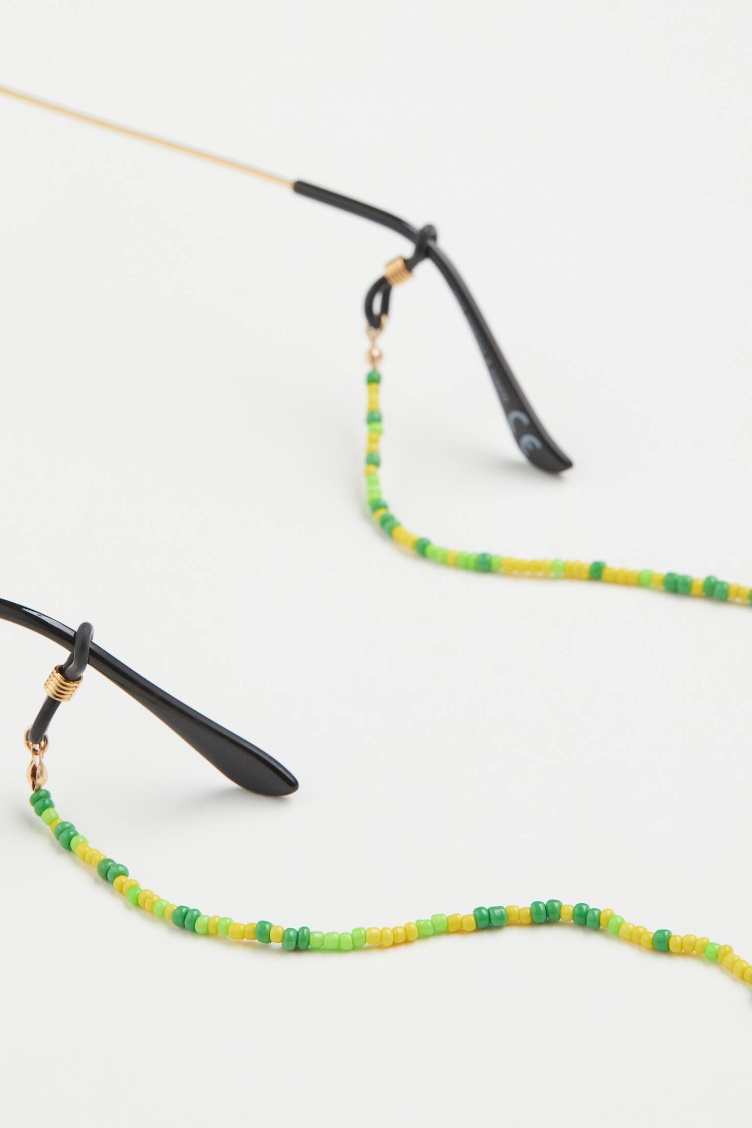 Beaded Glasses Chain - Gold colour/Green - 2