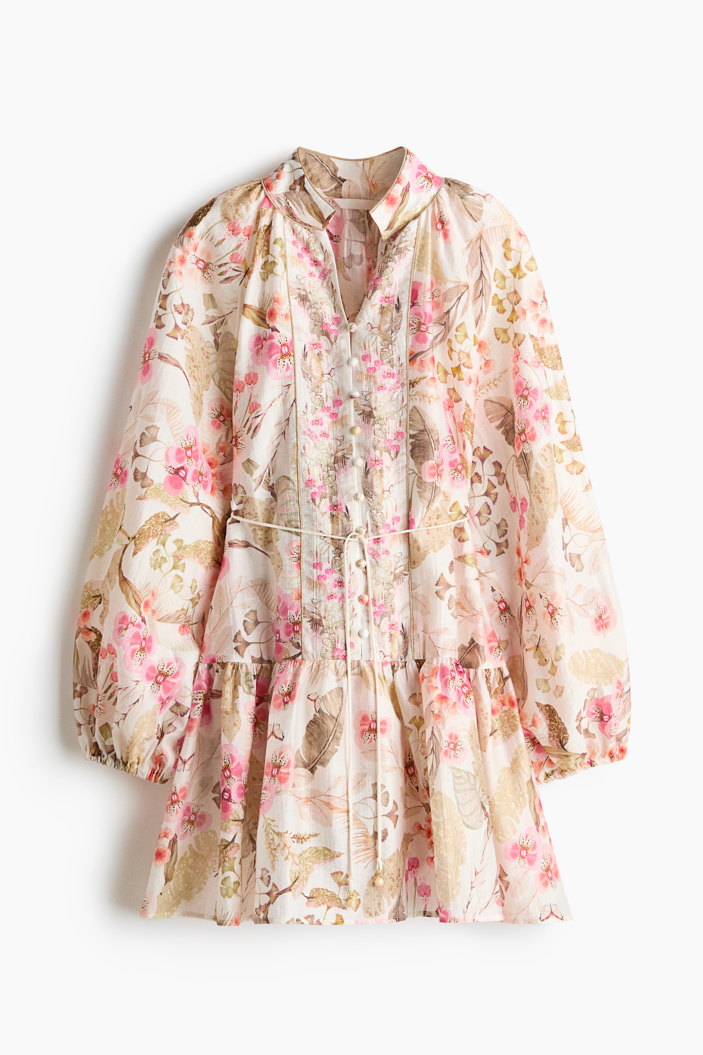 Short Tunic Dress - Cream/floral