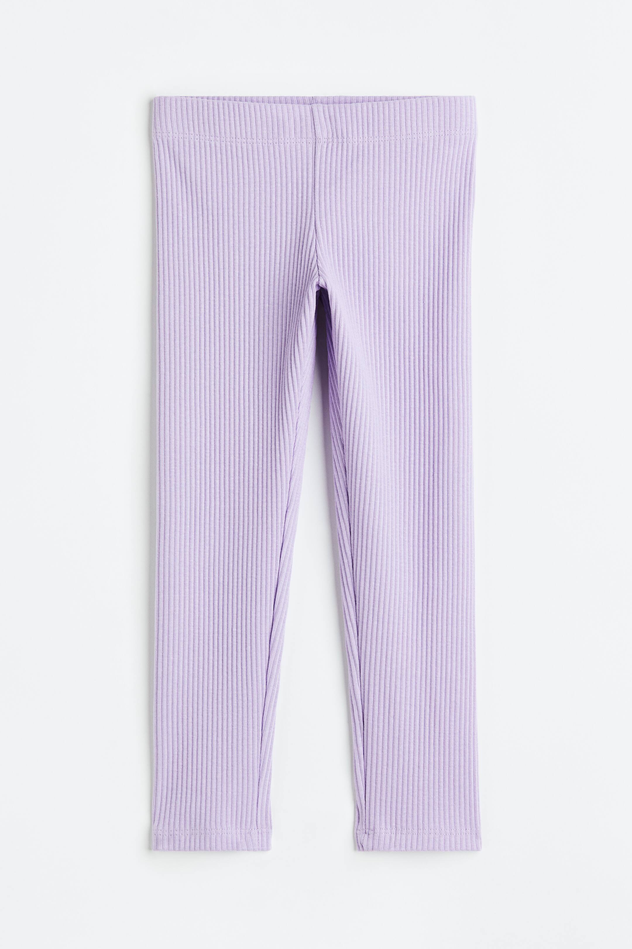Xem ảnh lớn hơn: Quần legging cotton gân nổi - Màu tím nhạt - Kids | H&M VN 1