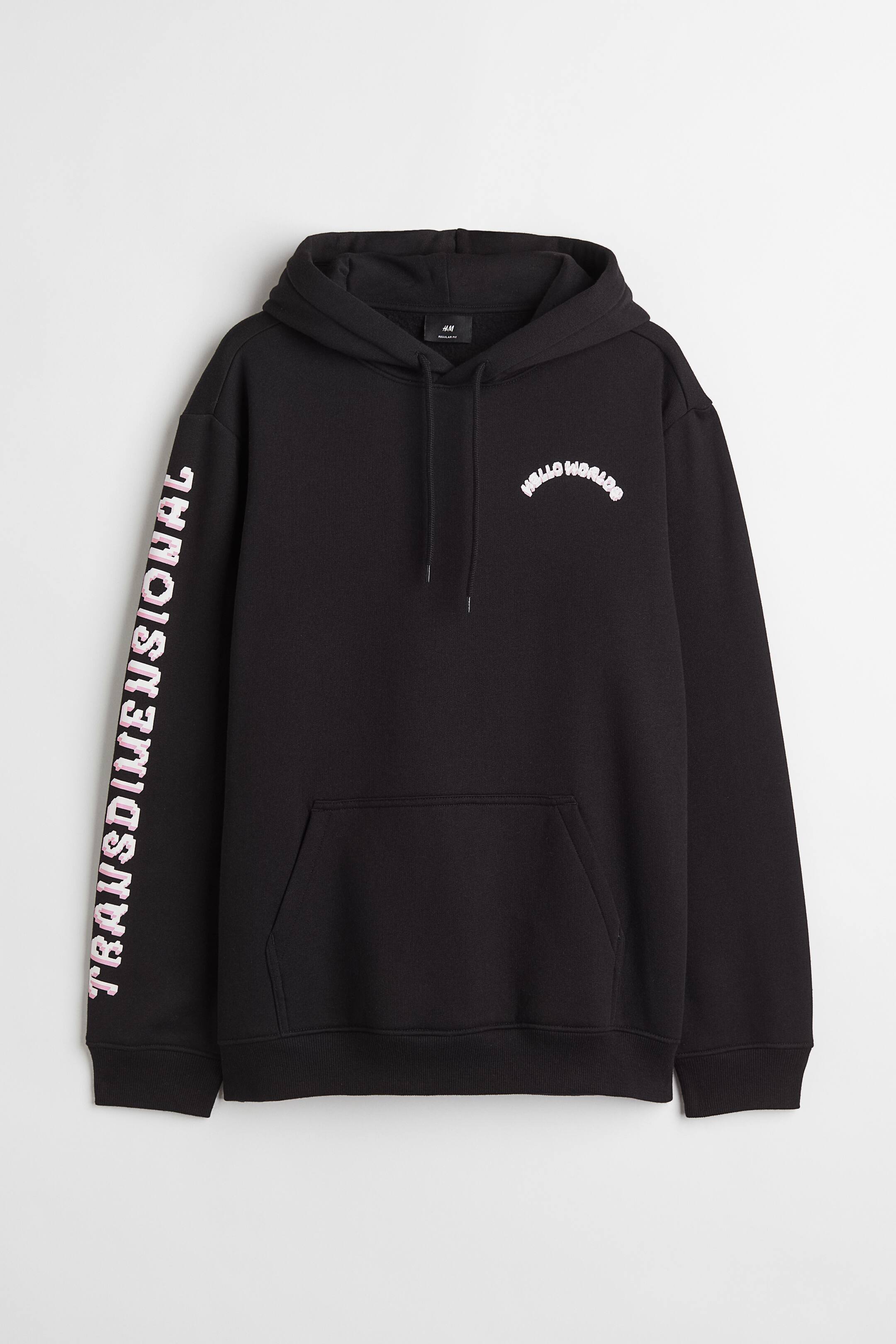 View larger image: Regular Fit Hoodie - Black/Hello Worlds - Men | H&M 1