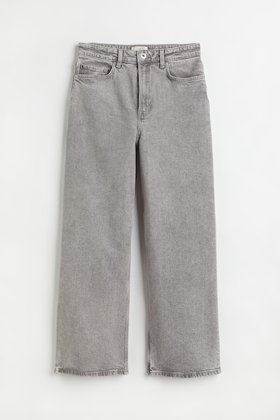 Wide High Cropped Jeans - High waist - Cropped - Grey - Ladies | H&M GB