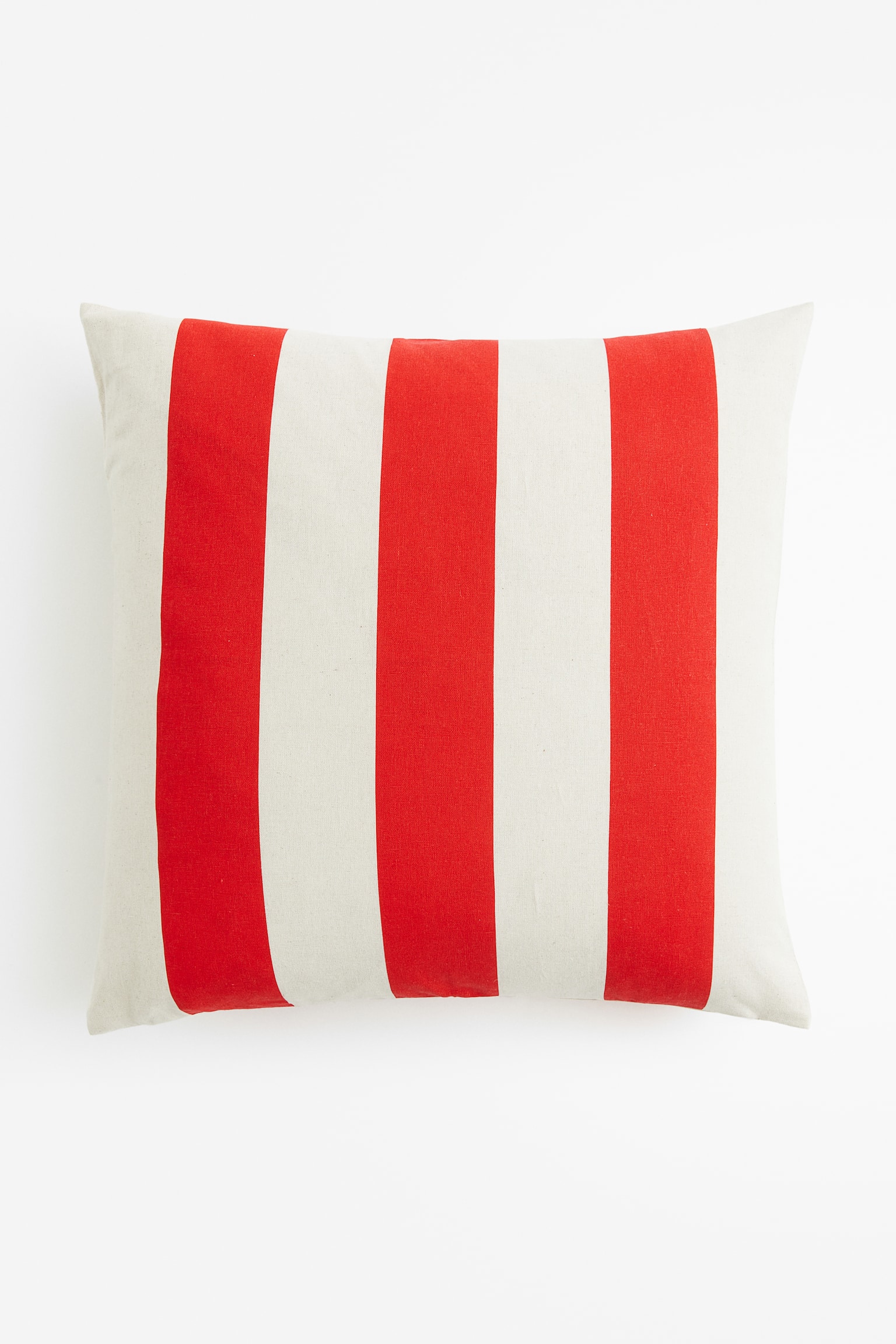 Linen-blend cushion cover - White/Red striped - 1