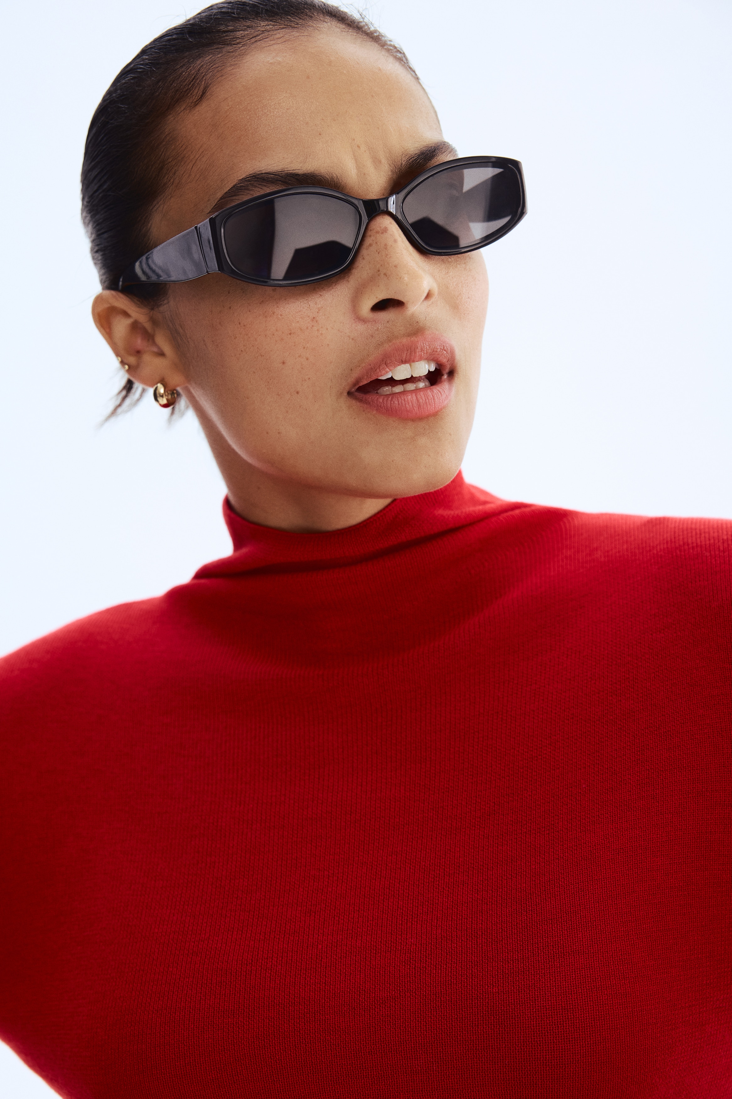 Fine-knit turtleneck top