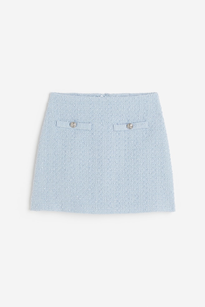 Bouclé mini skirt - Light blue/White - 2