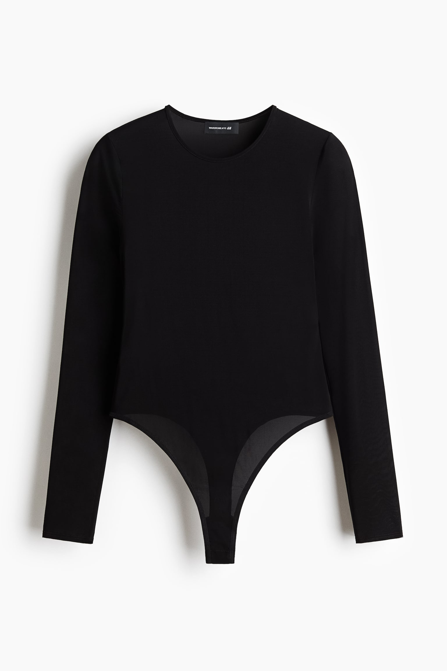 Sheer Long-Sleeved Bodysuit - Black - 1