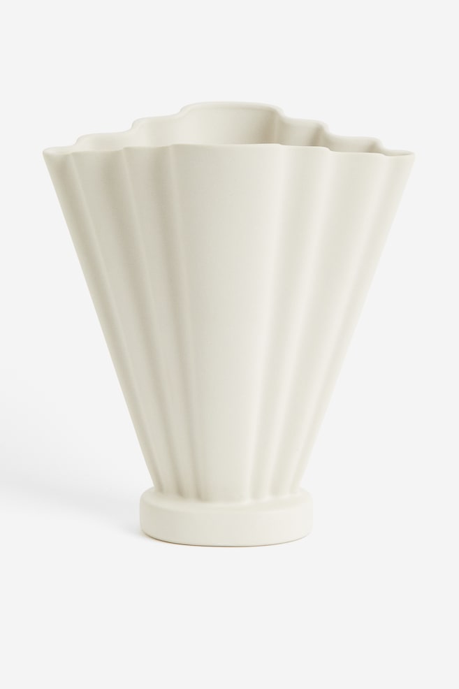Große Vase aus Steingut - Naturweiß/Schwarz - 1