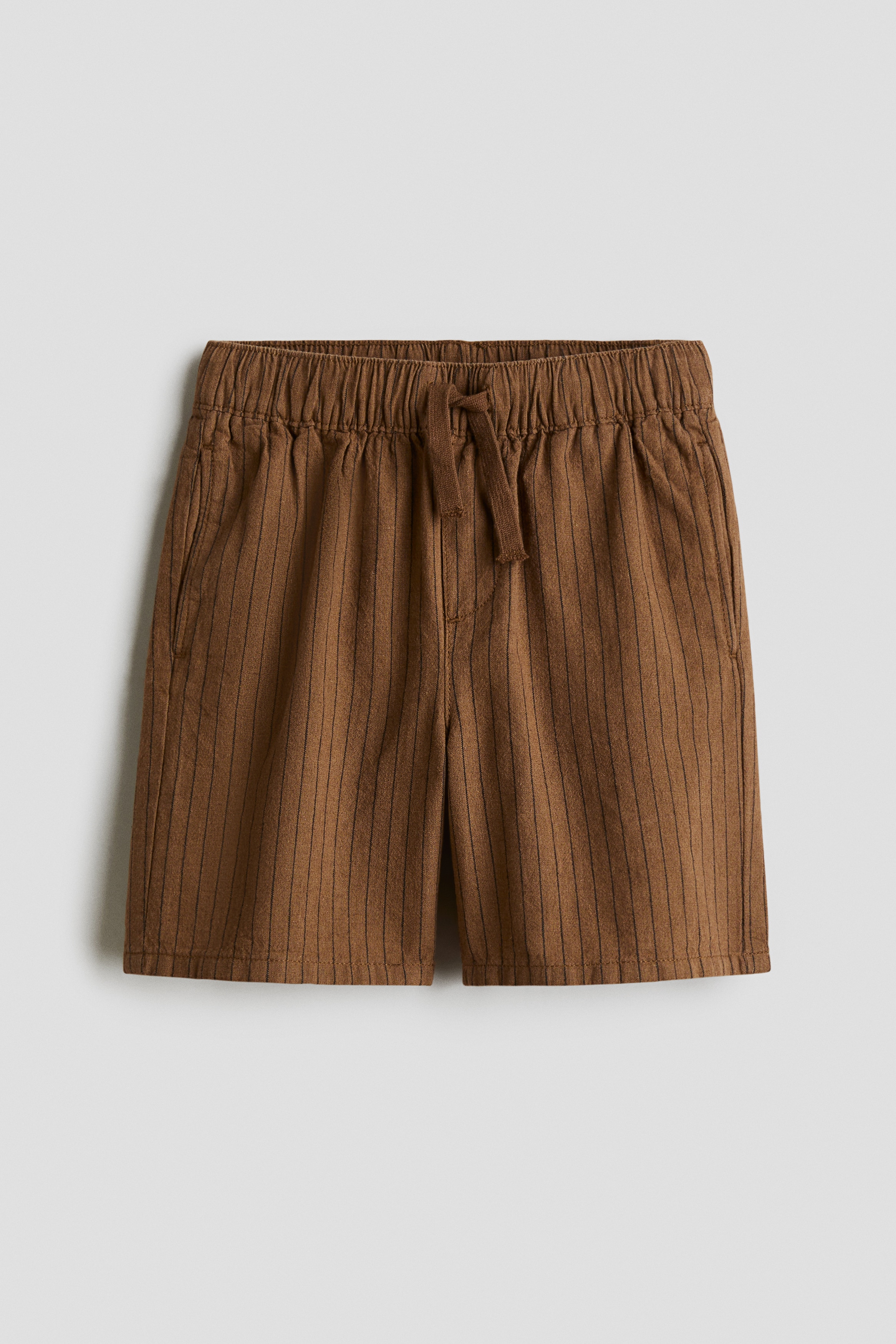 Linen-Blend Shorts - Light brown/pinstriped - Kids | H&M US