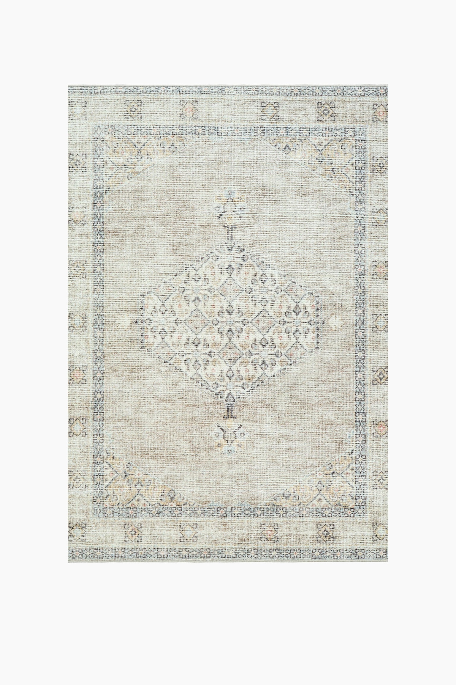 Simran Oriental Vintage Area Rug - Grey, Brown