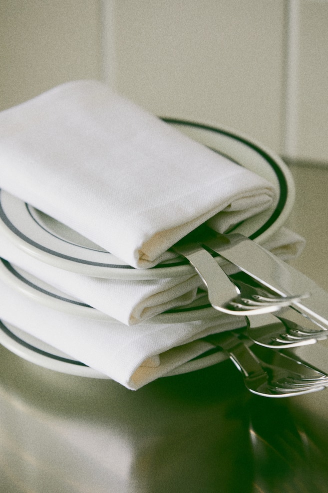 4-pack linen-blend napkins - White/Beige - 2