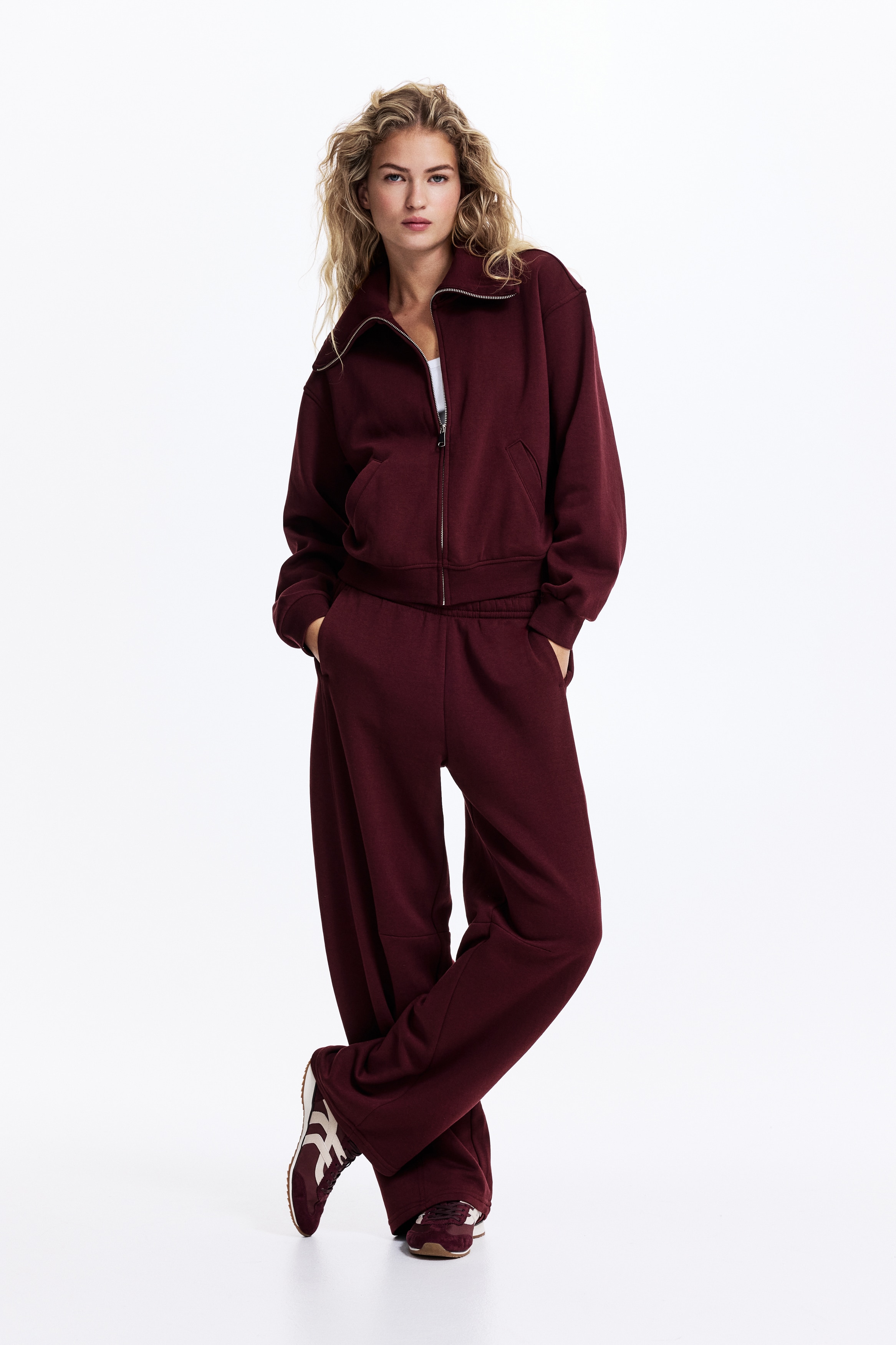 Conjunto de sweatshirt e calças - Bordeaux/Preto