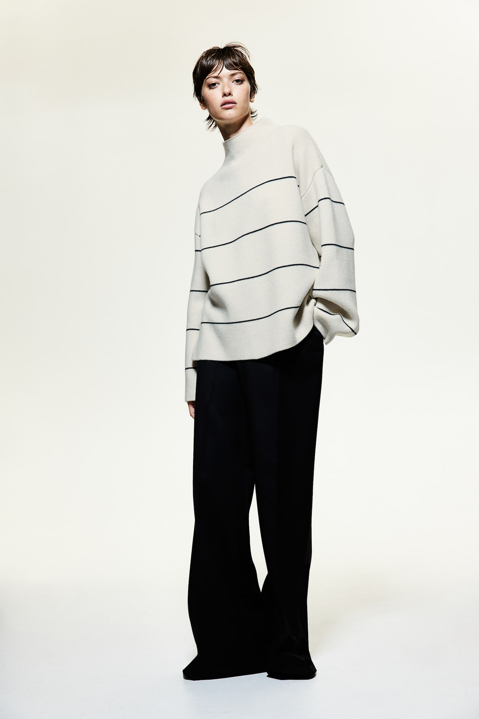 Wool-blend turtleneck jumper - Cream/Striped - 5