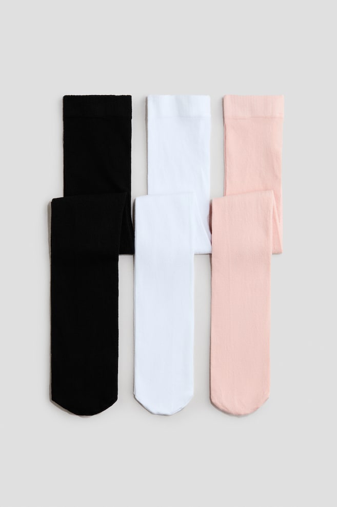 3-pack fine-knit tights - Light pink/White/Black/Grey marl/Pink/Pink/Cream/Light pink/Purple/White/Black/Grey marl/Black - 1