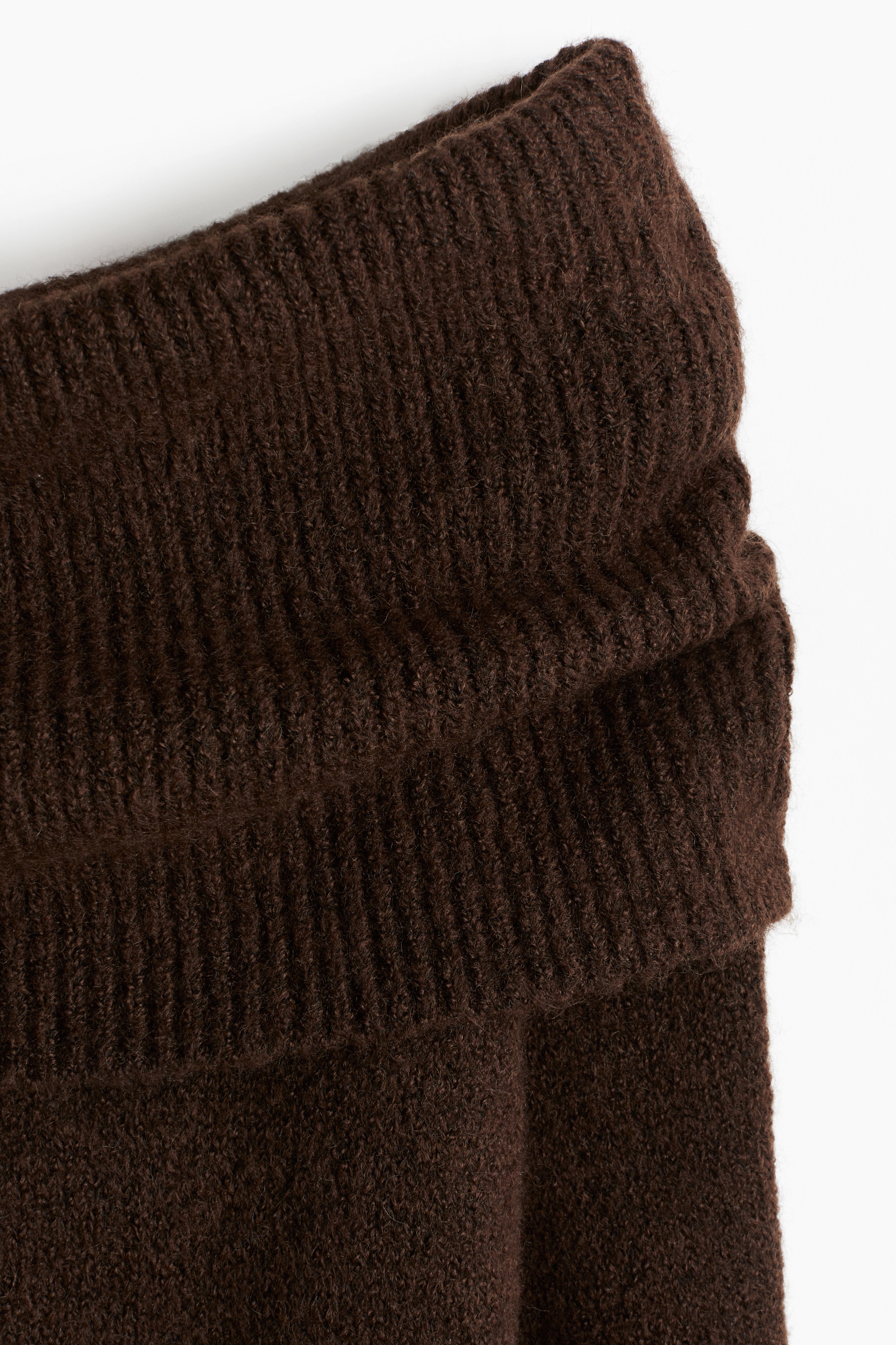 オフショルダー ニットワンピース - ダークブラウン - レディース | H&M JP