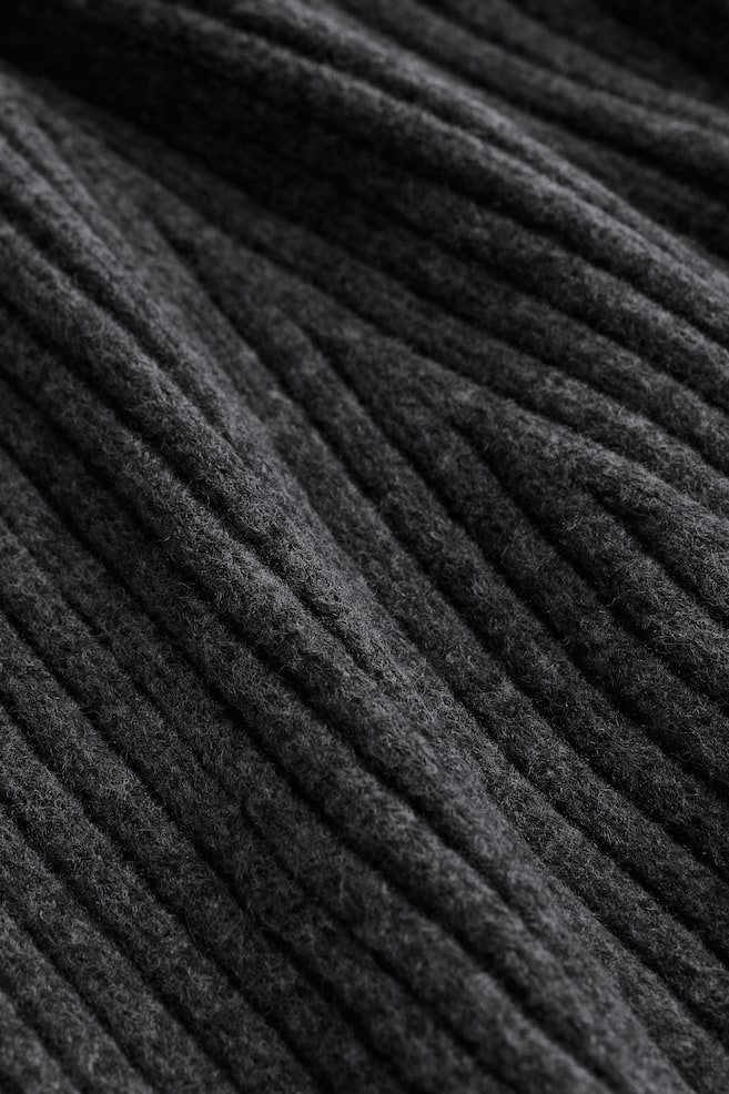 Rib-knit dress - Dark grey/Natural white - 3