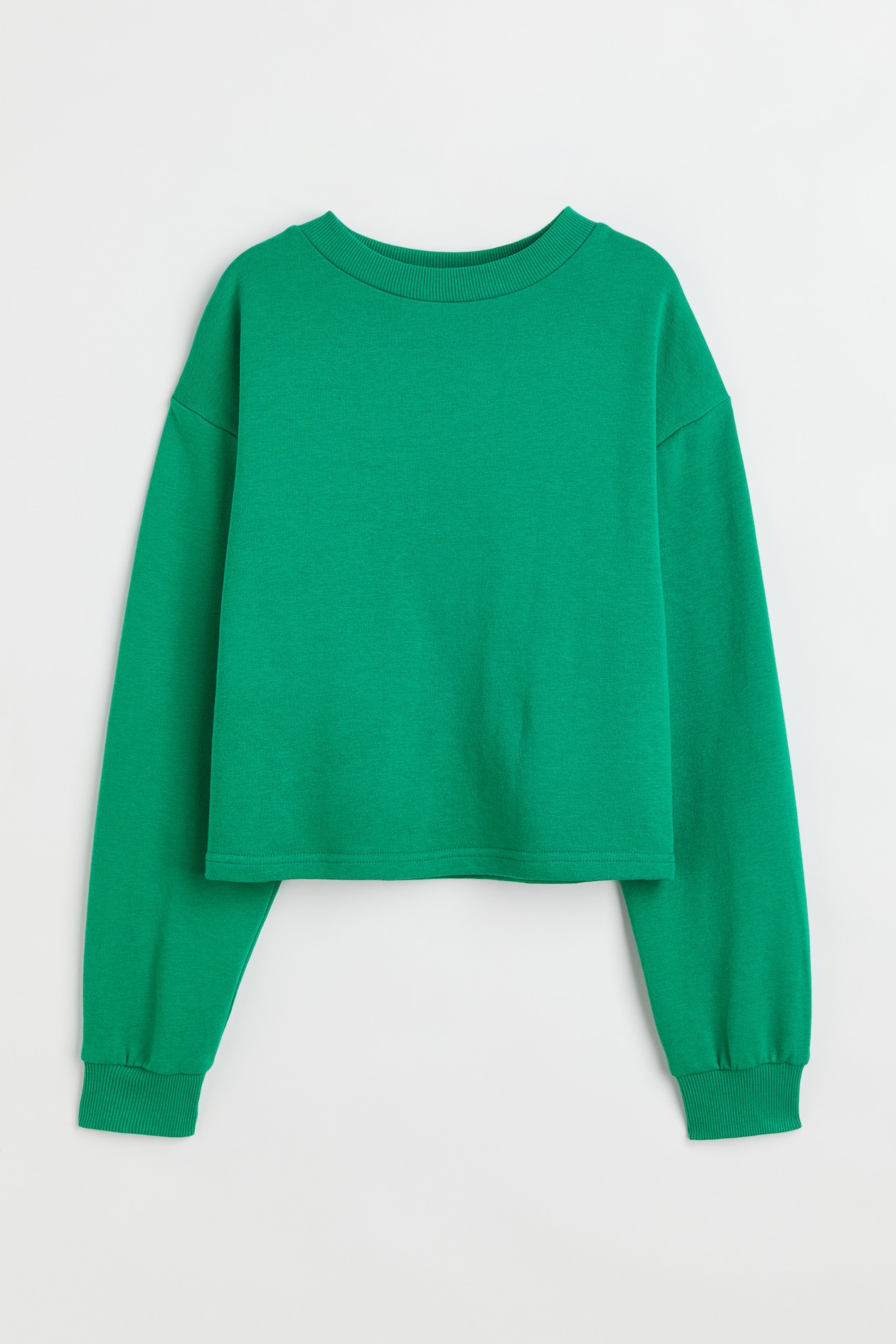 Boxy Sweatshirt - Round Neck - Long sleeve - Bright green - Kids | H&M US