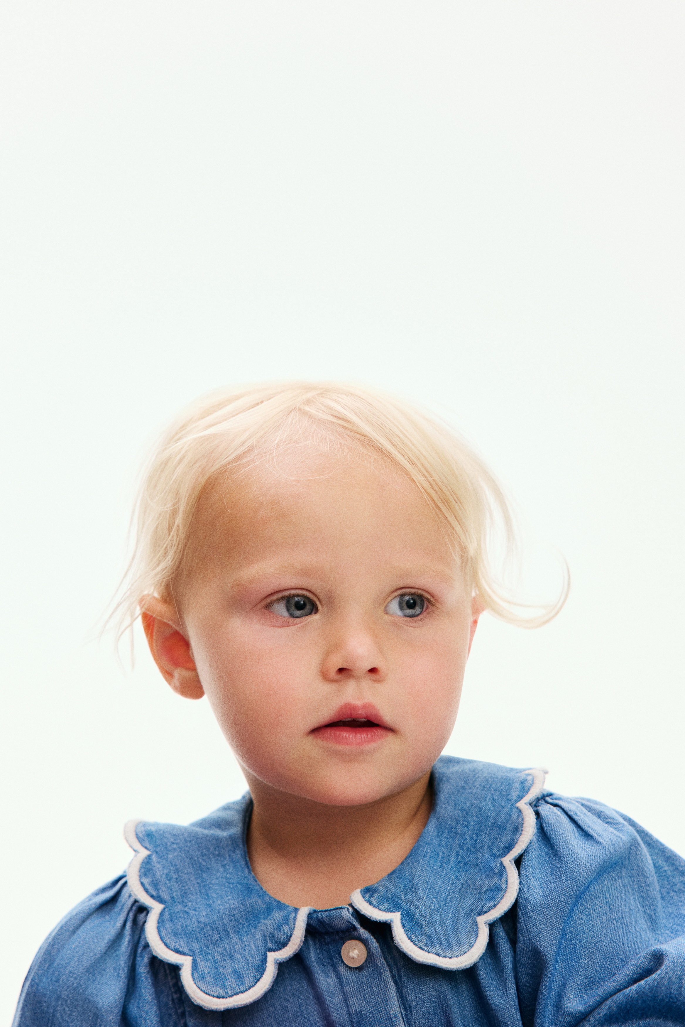 scalloped denim blouse-image