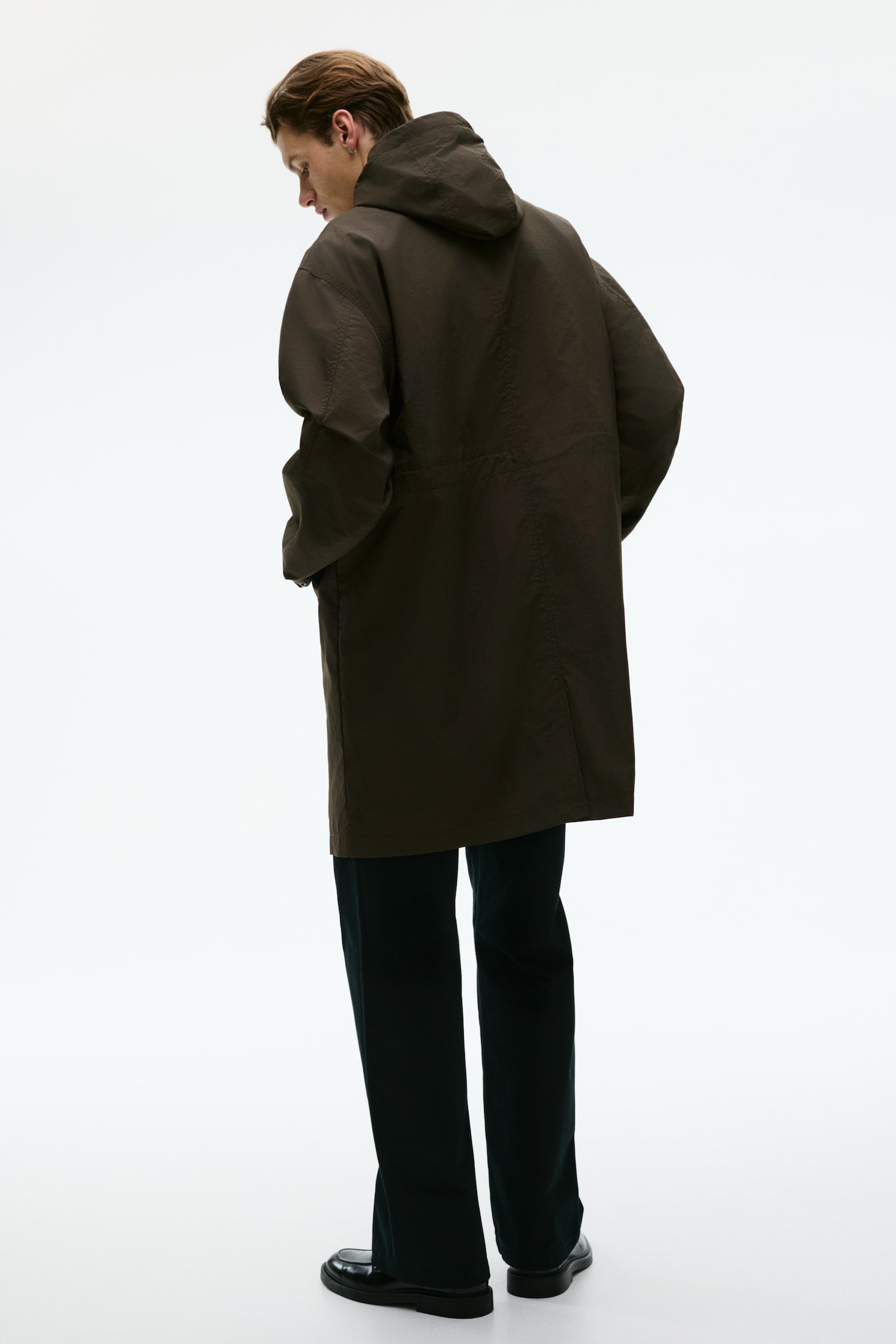 Áo khoác parka vải nylon có mũ - Màu xanh kaki đậm/Màu đen - 7