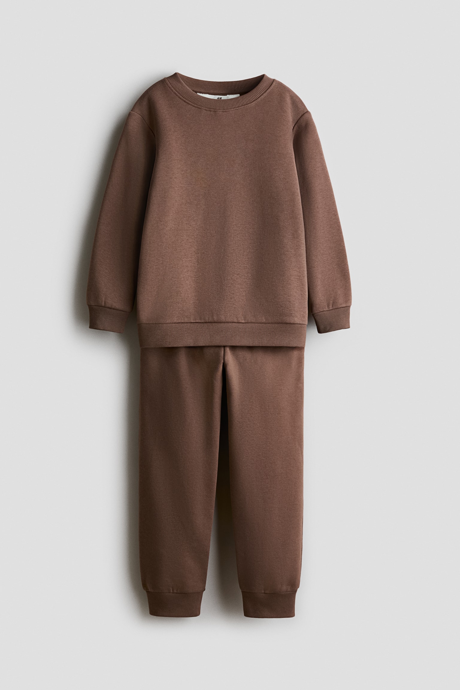 2-piece brushed-inside sweatshirt set - Brown/Navy blue - 1