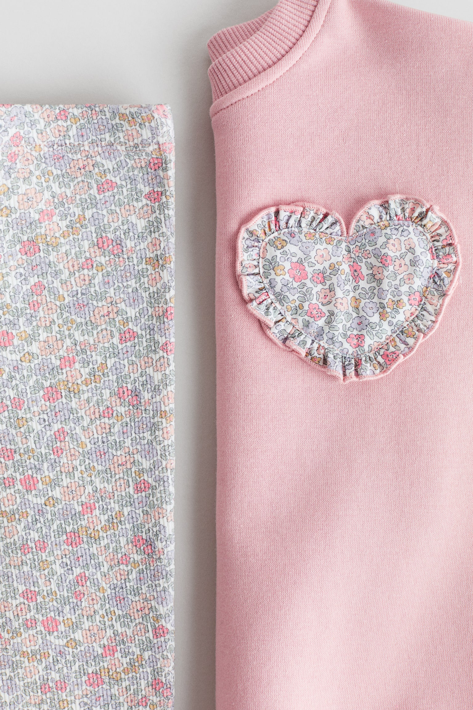 2-piece sweatshirt and leggings set - Light pink/Floral - 2
