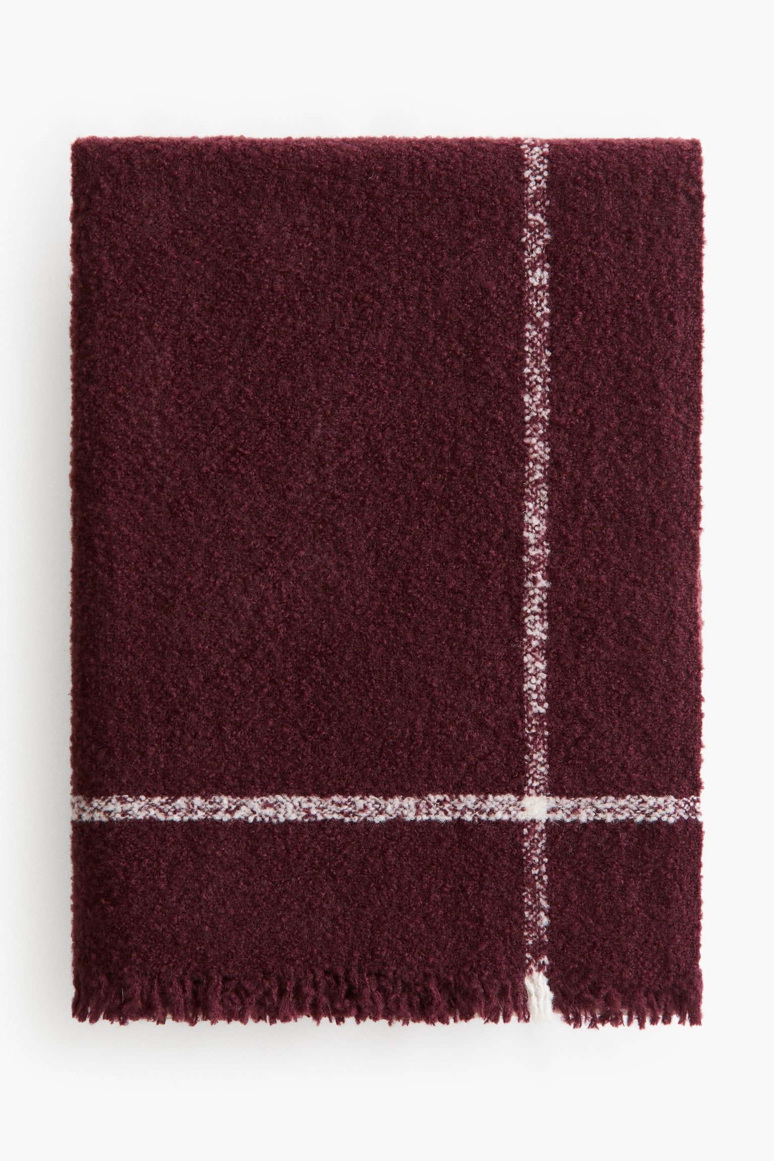 Wool-Blend Bouclé Throw - Dark red/Checked/Beige/checked/Ivory/grid pattern