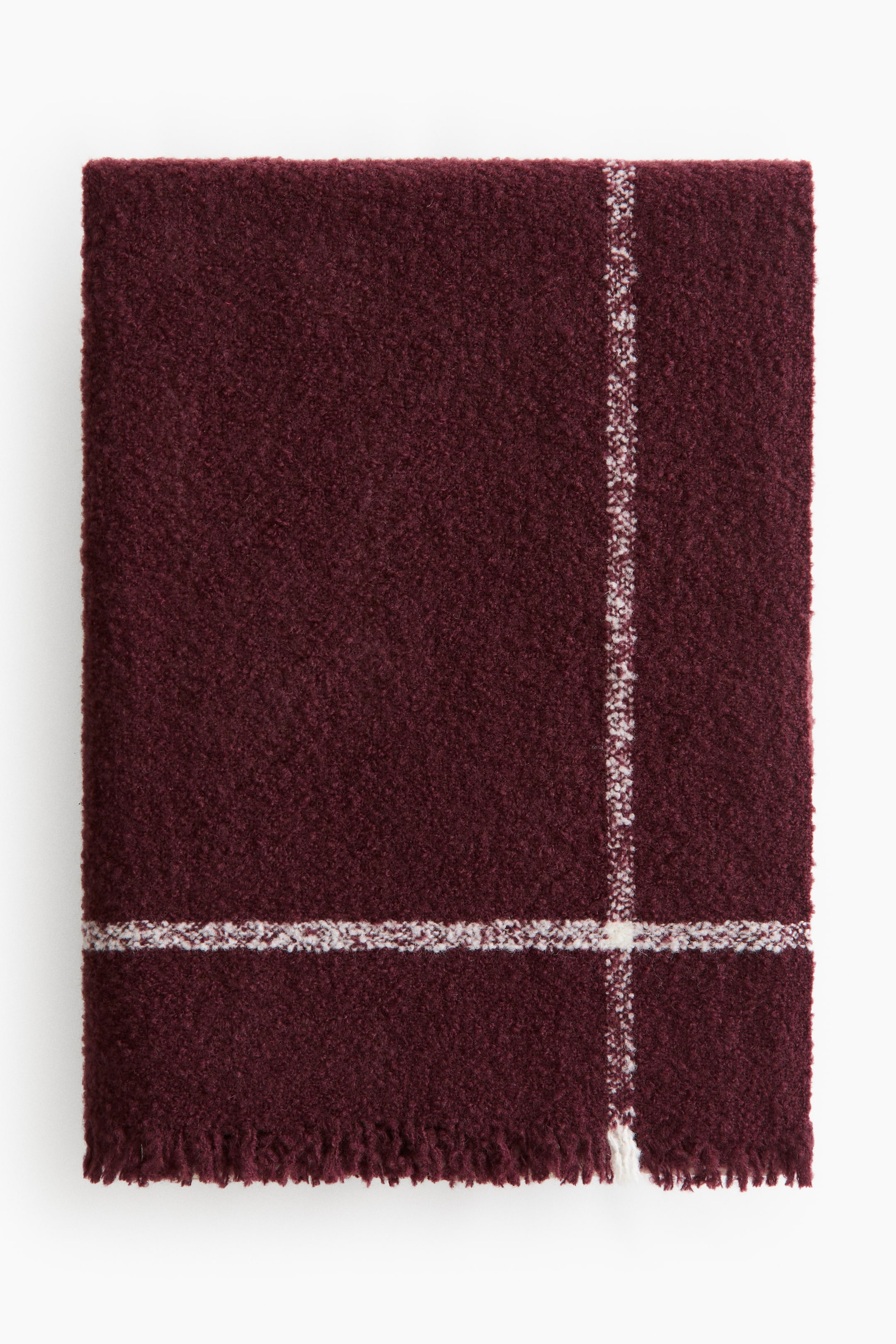 Visa större bild: Bouclépläd i ullmix - Dark red/Checked - Home All | H&M FI 1